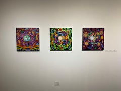 MEDIA SPIN CYCLE - Bold, Surrealist, Cubist Illustrative Oil Painting, Green