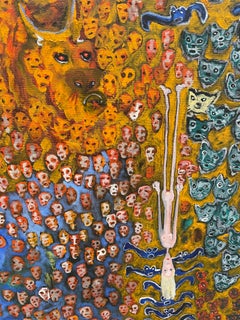 MIDNIGHT IN EDEN - Adamo ed Eva arancioni, blu e marroni in un giardino surreale di notte