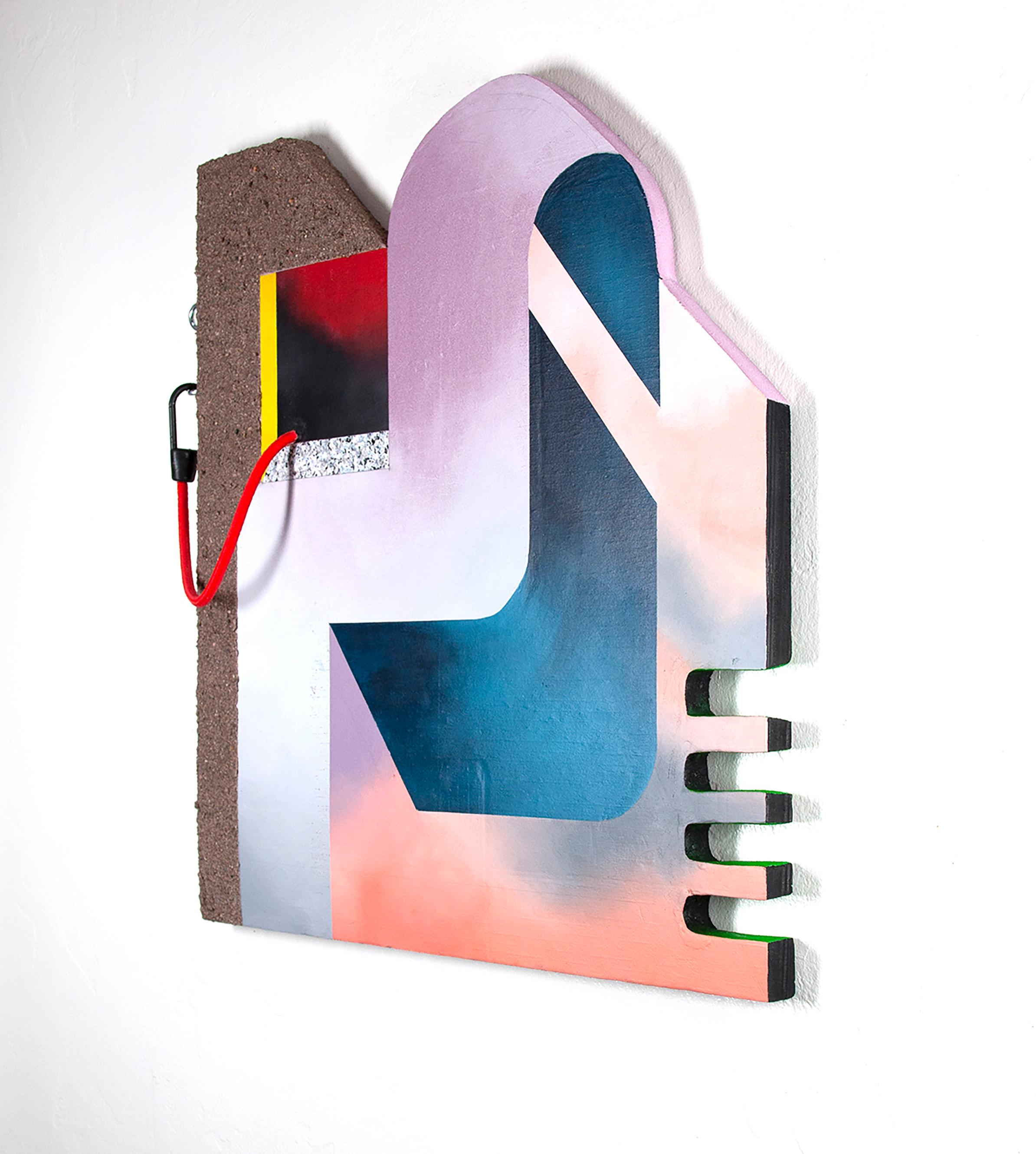 SNEAKING OUT - Peinture sculpturale, maison surréaliste, abstrait - Contemporain Sculpture par Kenzie Wells