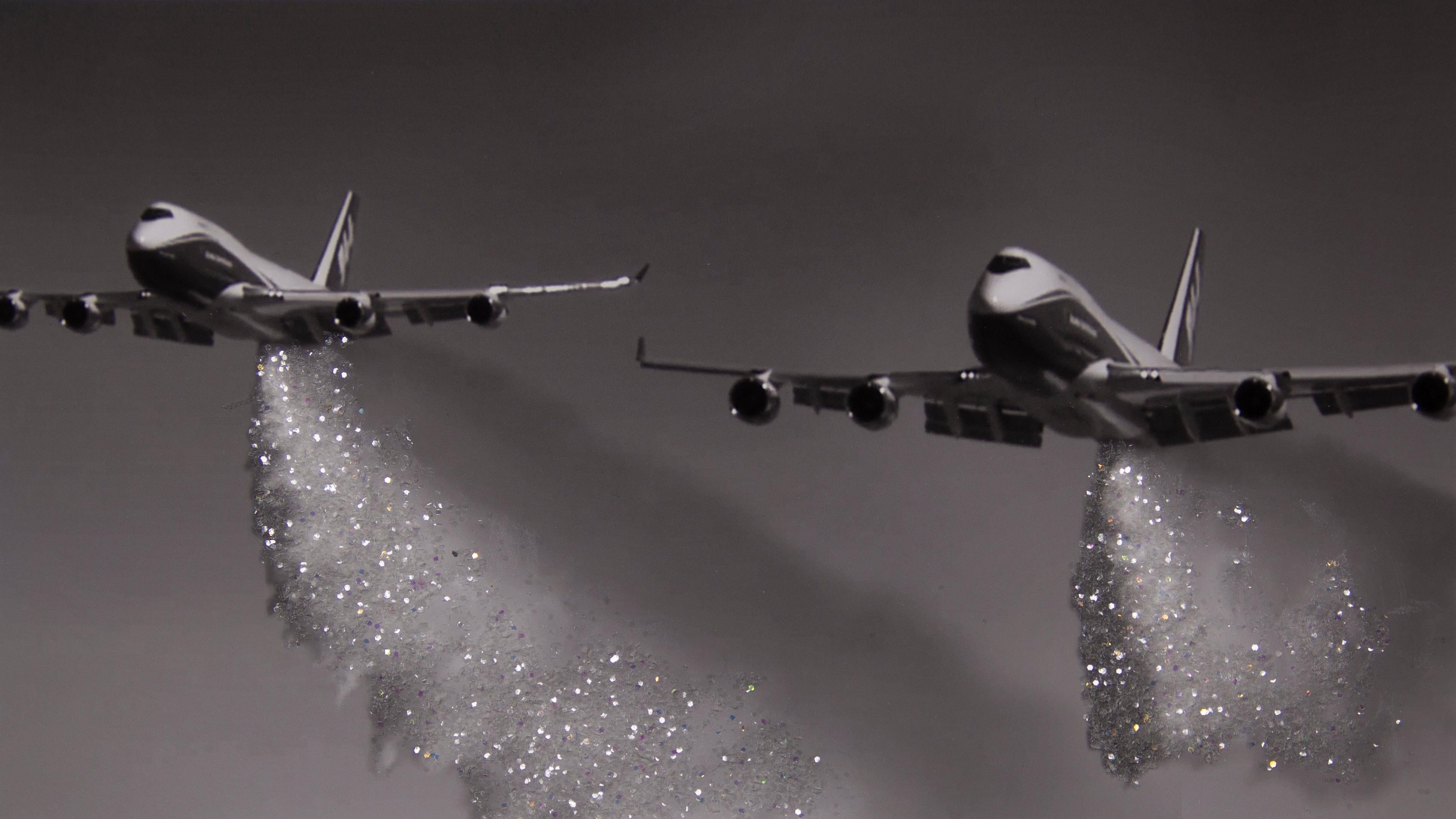 FISTFULS OF DIAMONDS - 1st Edition Video, black and white planes, glitter - Art by McLean Fahnestock