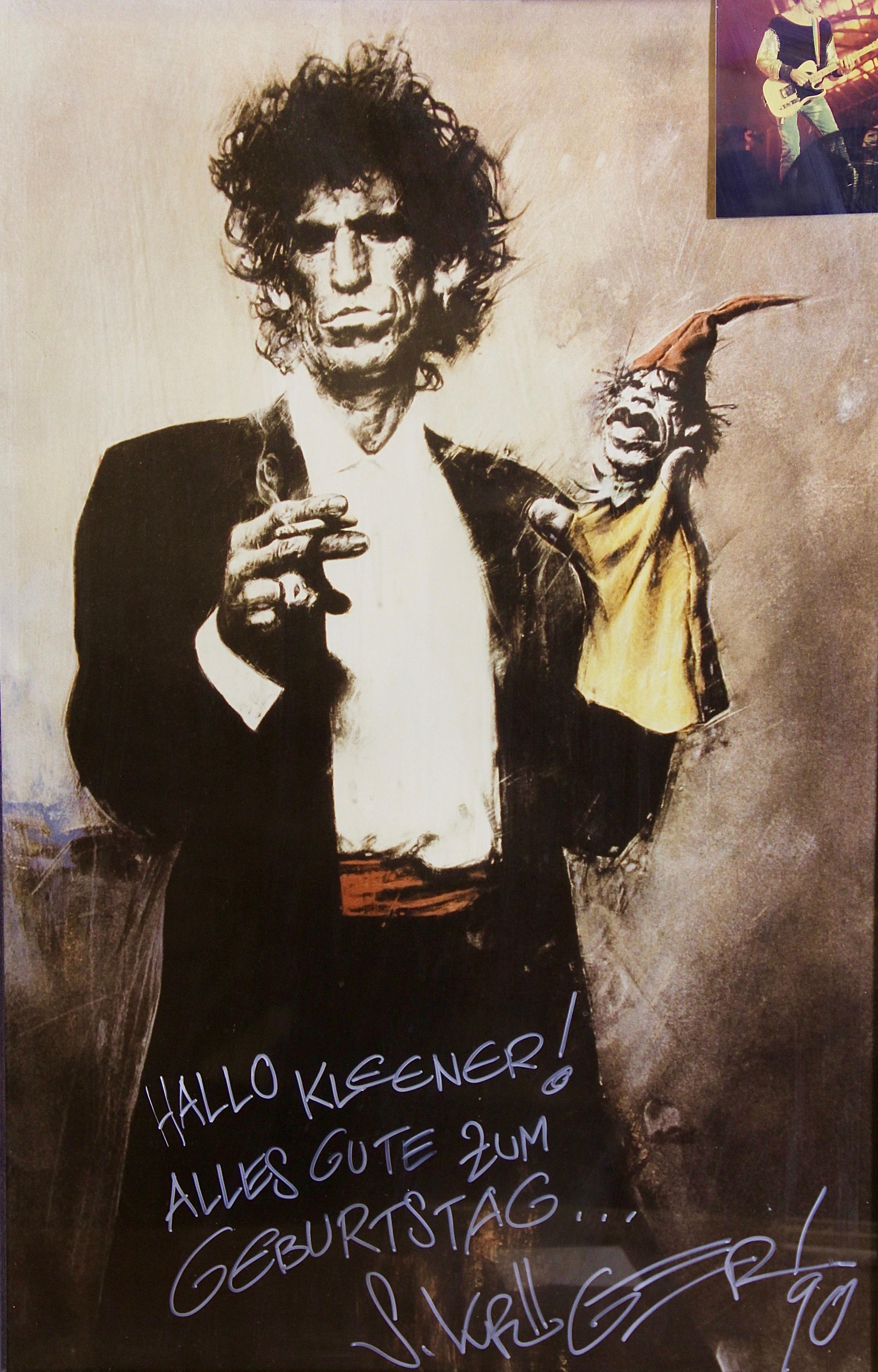 Ohne Titel (Keith Richards mit Mick Jagger Puppet), signiert und gewidmet – Art von Sebastian Kruger