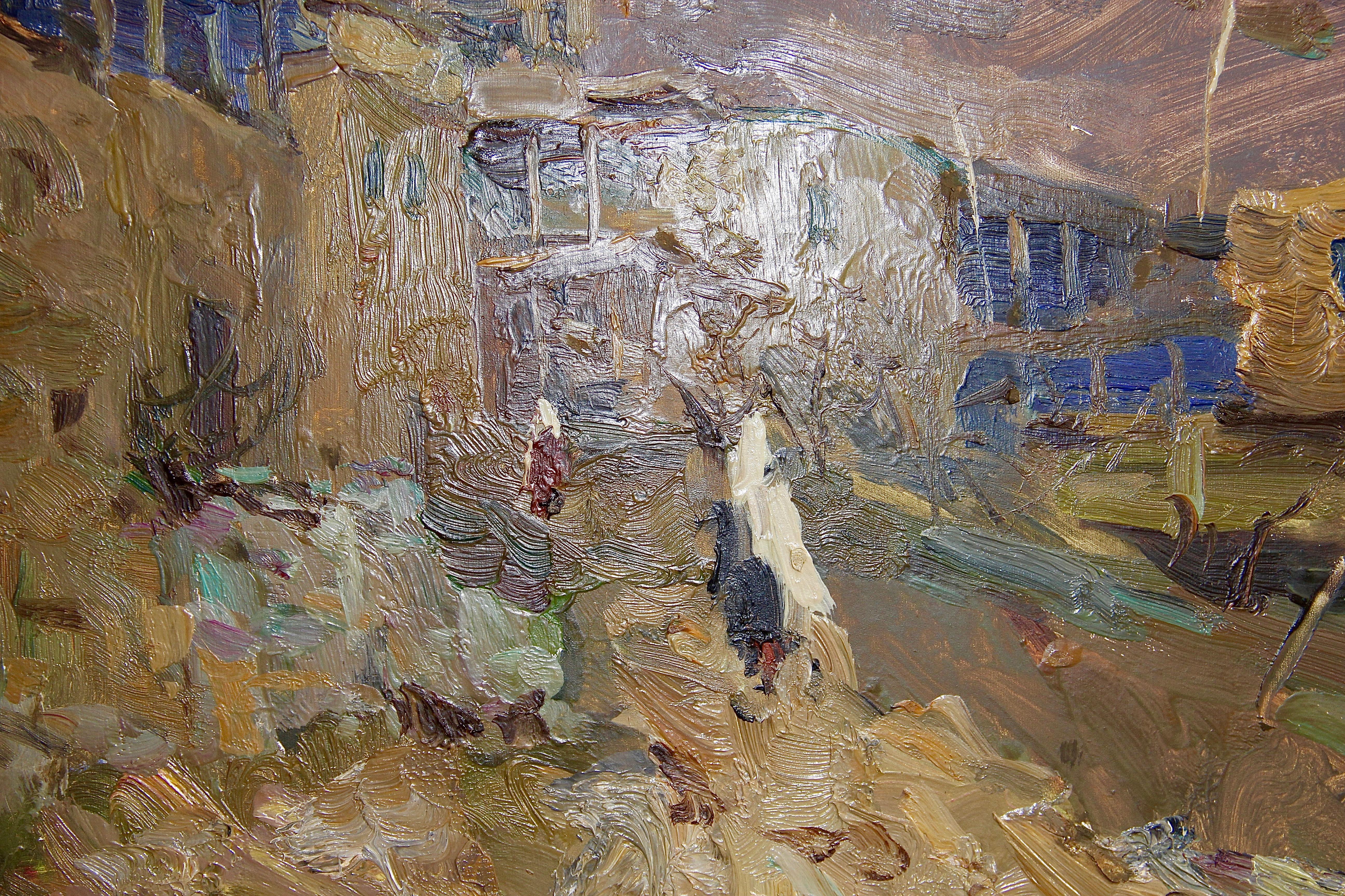 Ivan Sorokin. Peinture à l'huile russe, village de montagnes, 1957 en vente 2