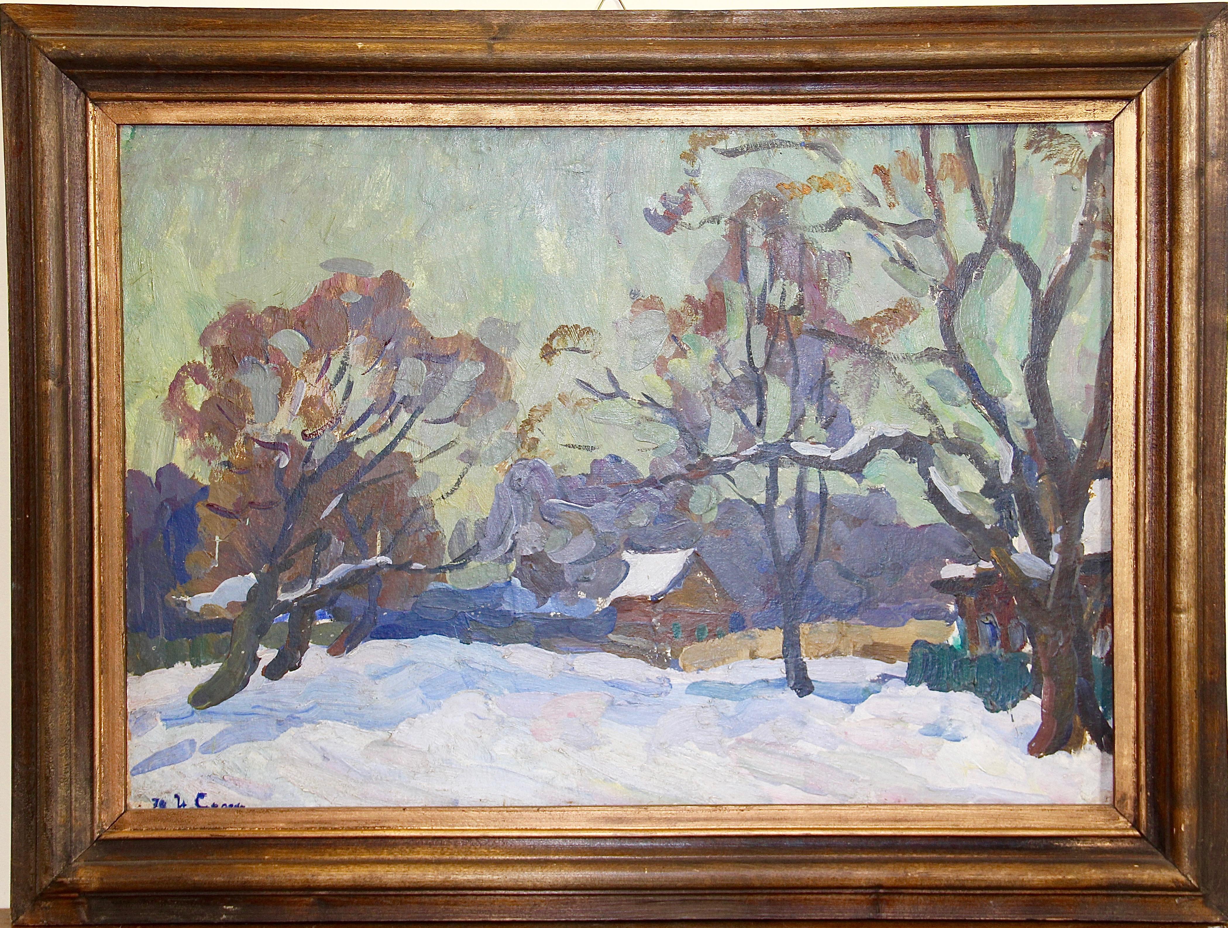 Ivan Sorokin. Paysage d'hiver de 1970. Peinture à l'huile d'art russe.
