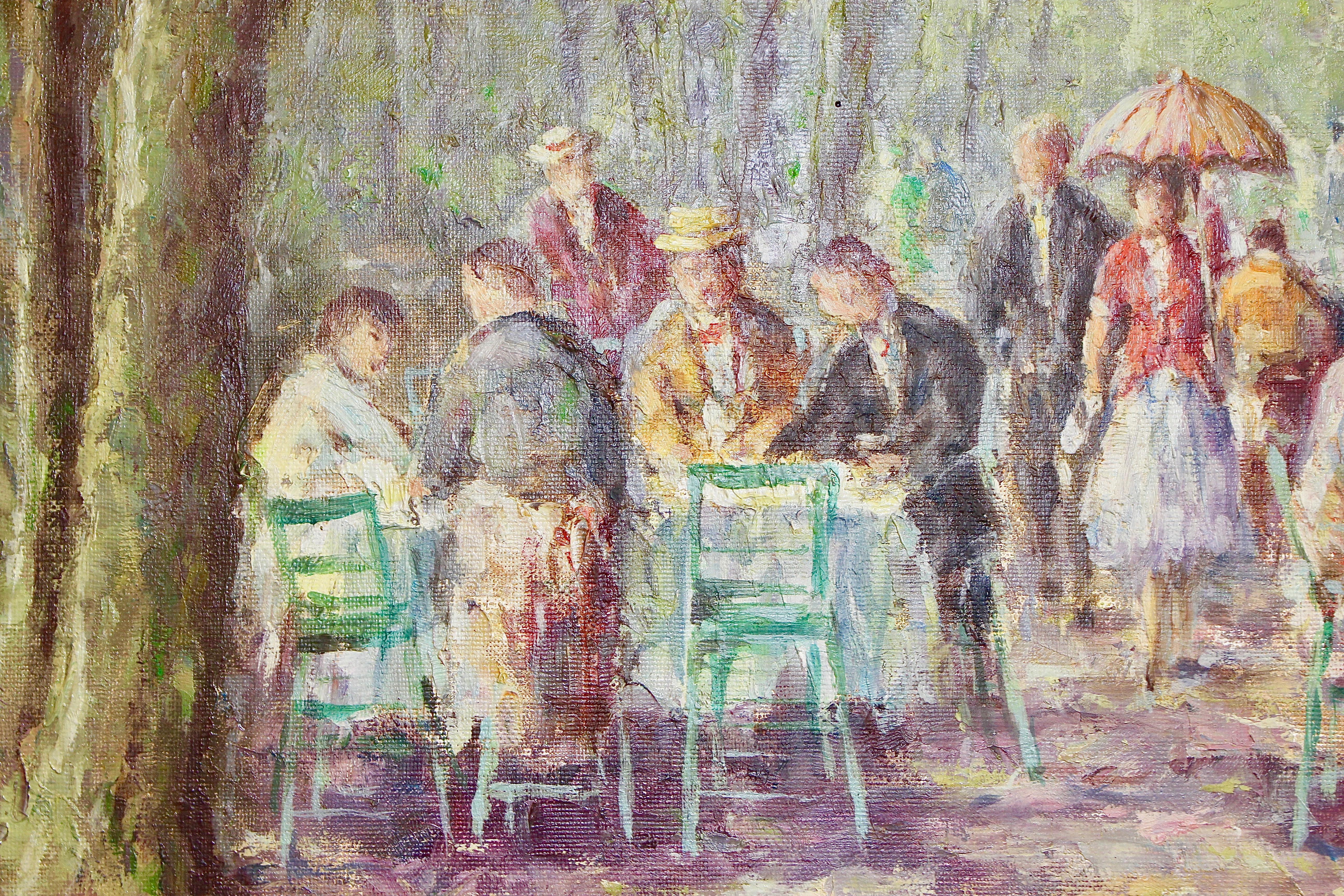 Peinture à l'huile décorative et romantique de Heinrich Hartung «nner in the Park » (un dîner dans le parc). en vente 3