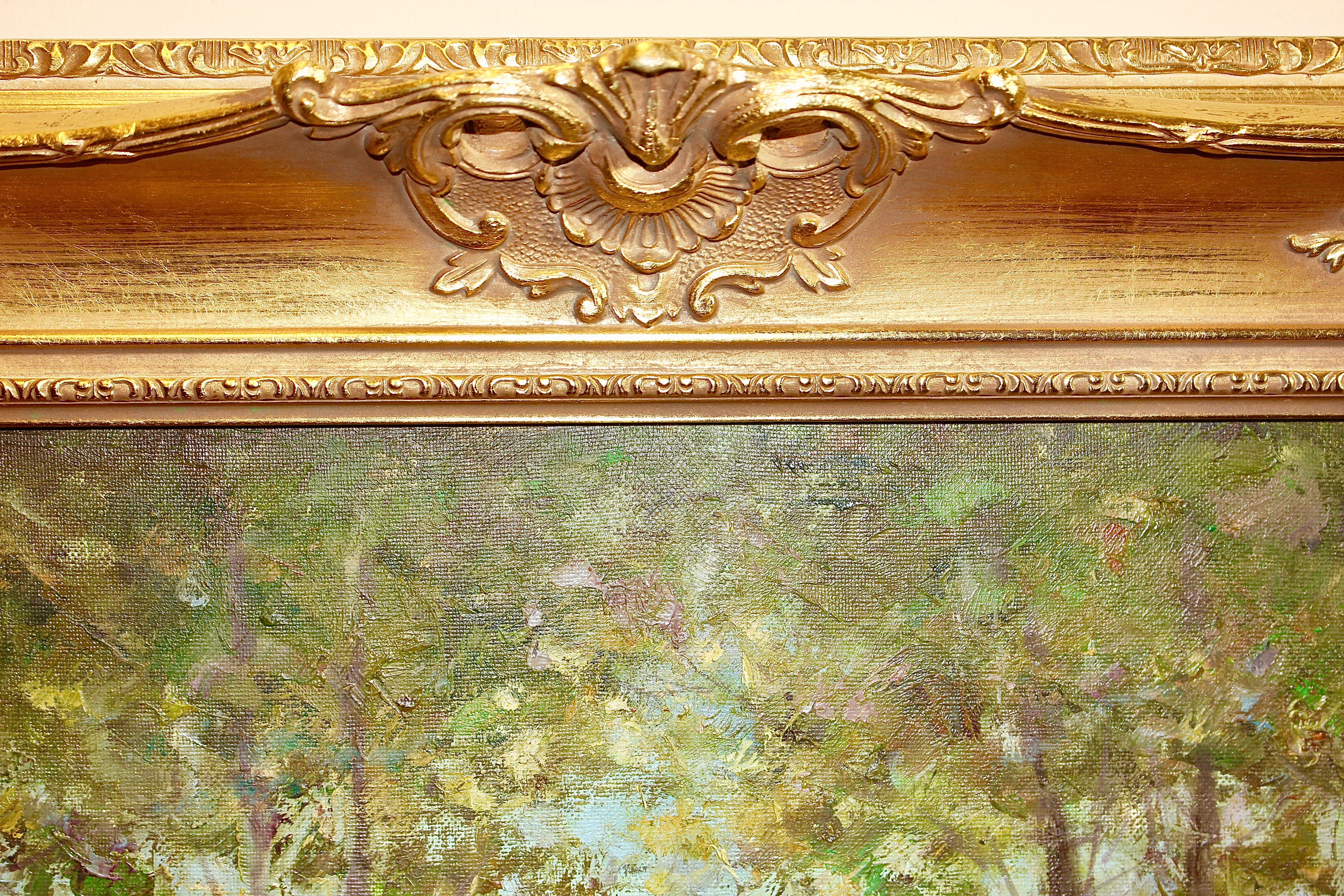 Peinture à l'huile décorative et romantique de Heinrich Hartung «nner in the Park » (un dîner dans le parc). en vente 5