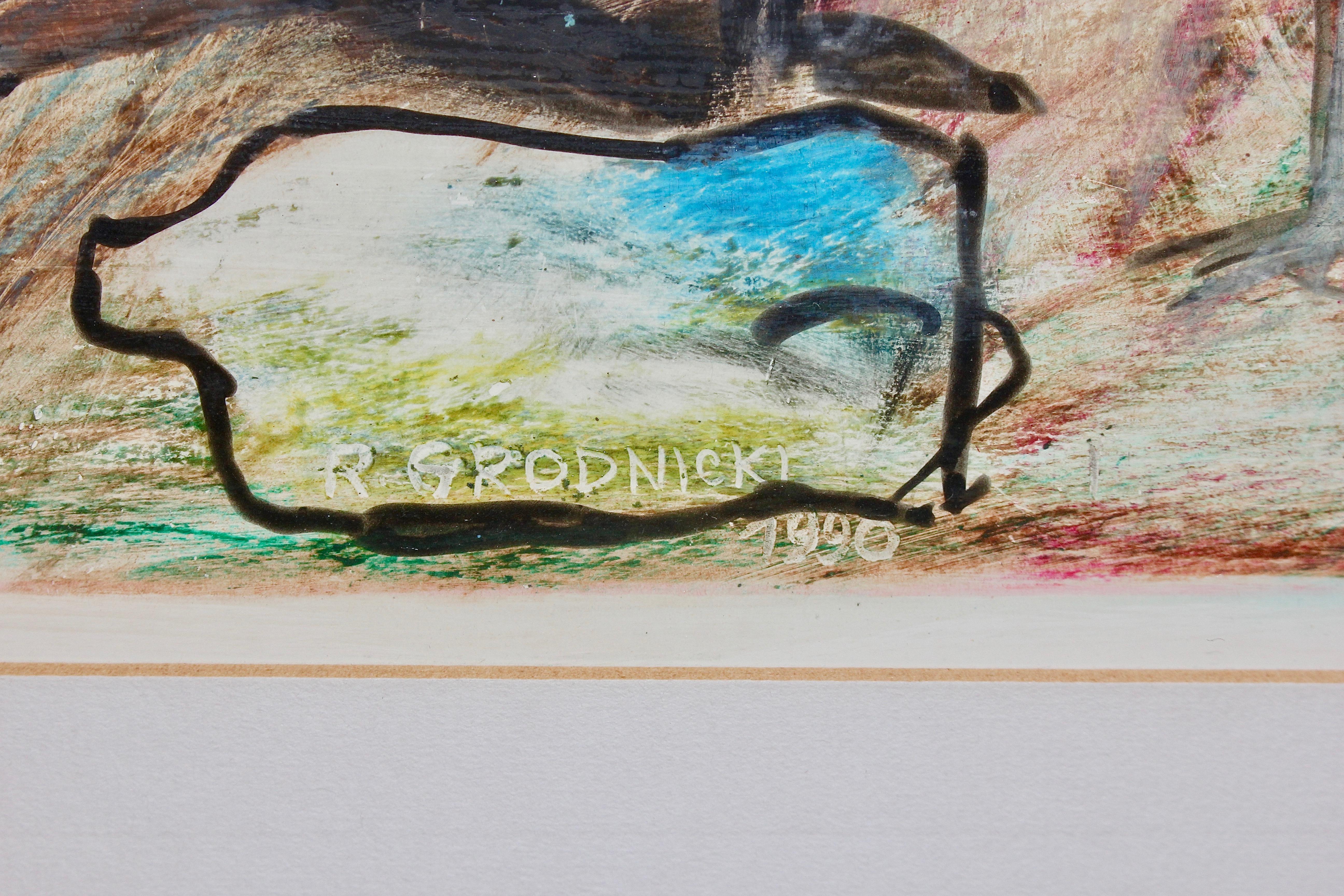 RYSZARD GRODNICKI, Abstrakte Malerei, Originalgemälde, Acrylfarben.


Abmessungen mit Rahmen.

Wir bieten ein weiteres Gemälde dieses Künstlers an.


Geboren 1947 in Danzig (Gdańsk). 1971-76 Studium an der Akademie der Bildenden Künste (PWSSP) in