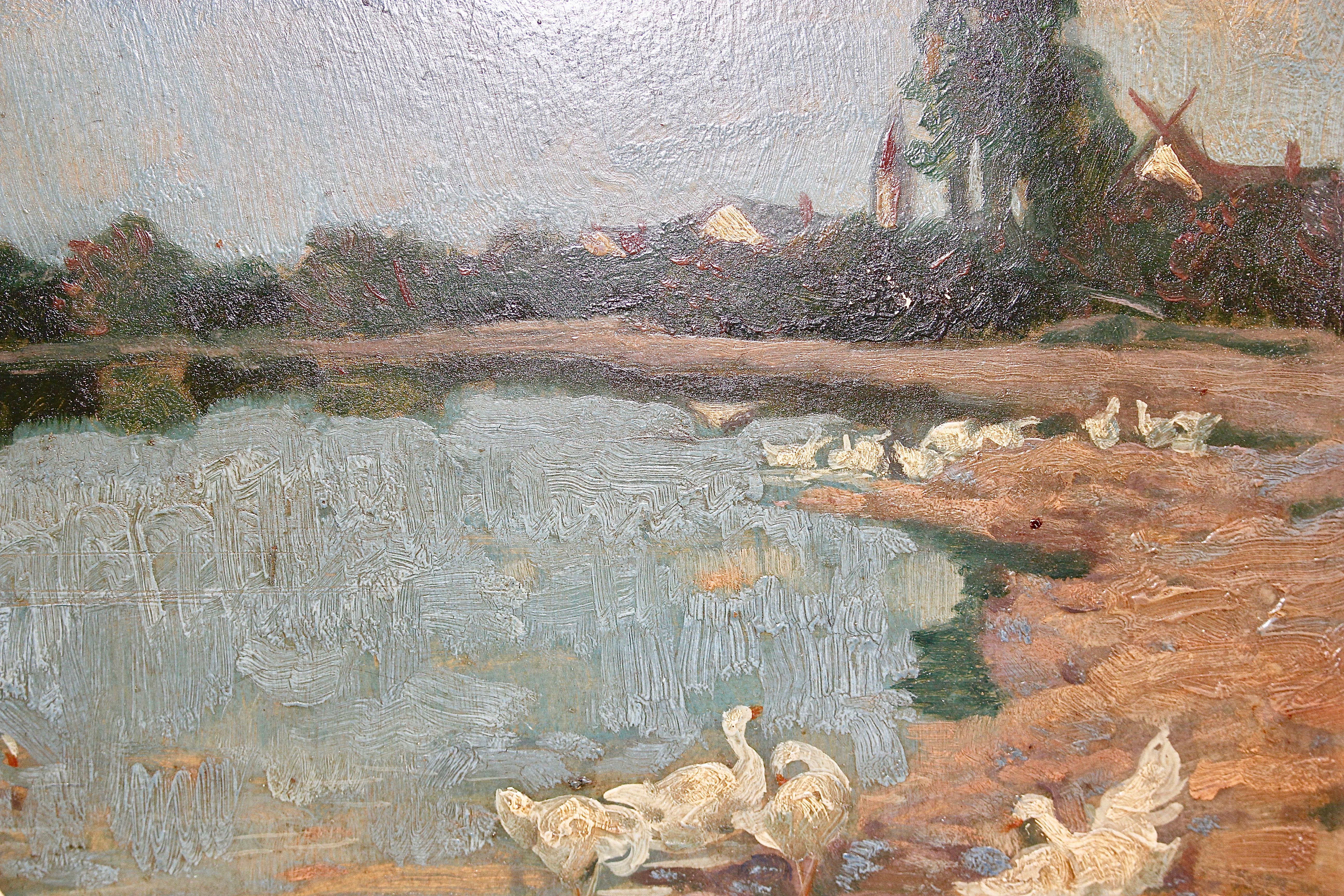 Oil painting, 19th century, seascape with ducks.

Age-related condition.
Dimensions with frame.