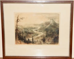 Original Painting, Willfrid Nagel, Kaiser Wilhelm monument at Porta Westfalica