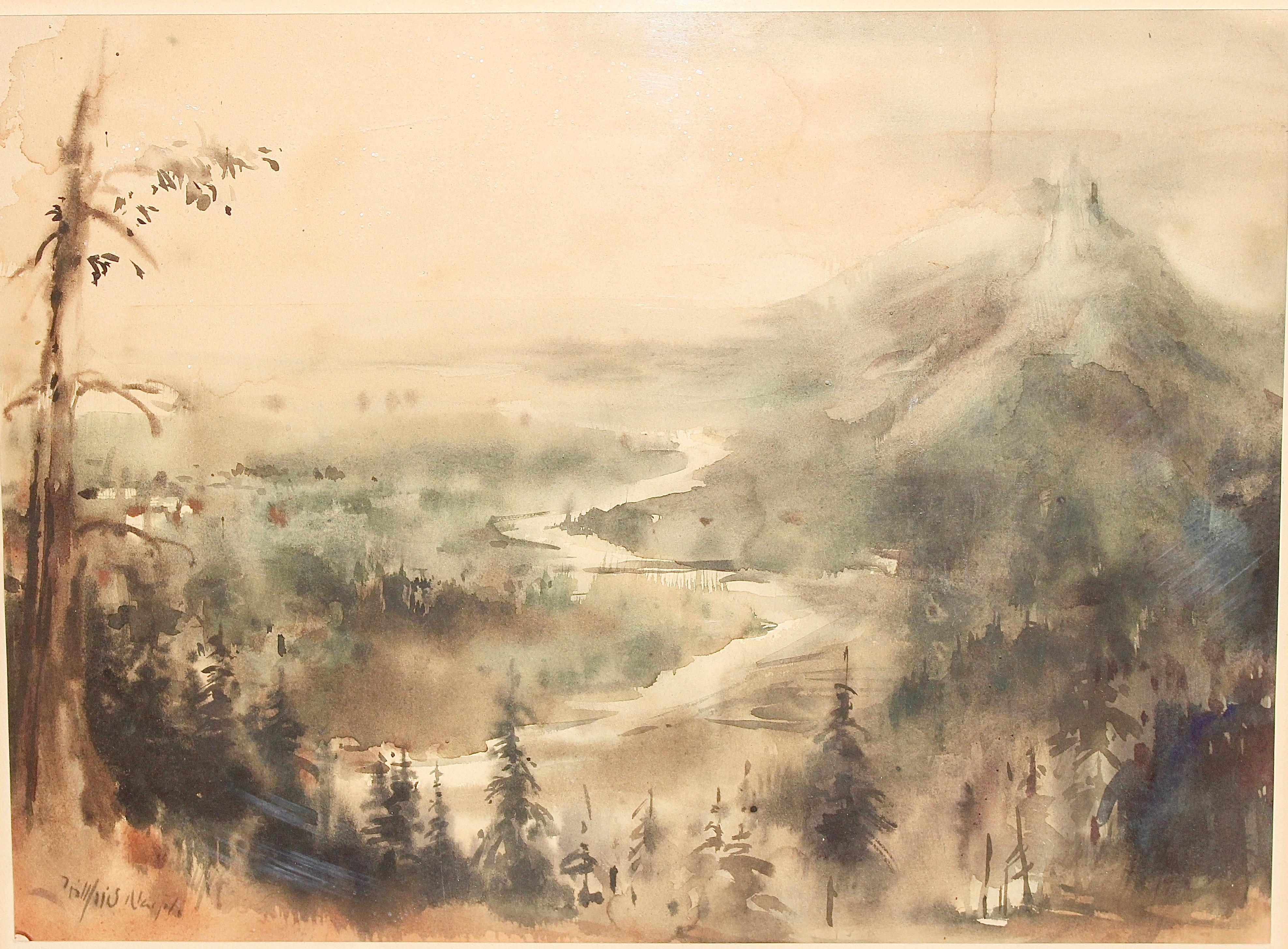 Willfried Nagel Landscape Painting - Original Painting, Willfrid Nagel, Kaiser Wilhelm monument at Porta Westfalica