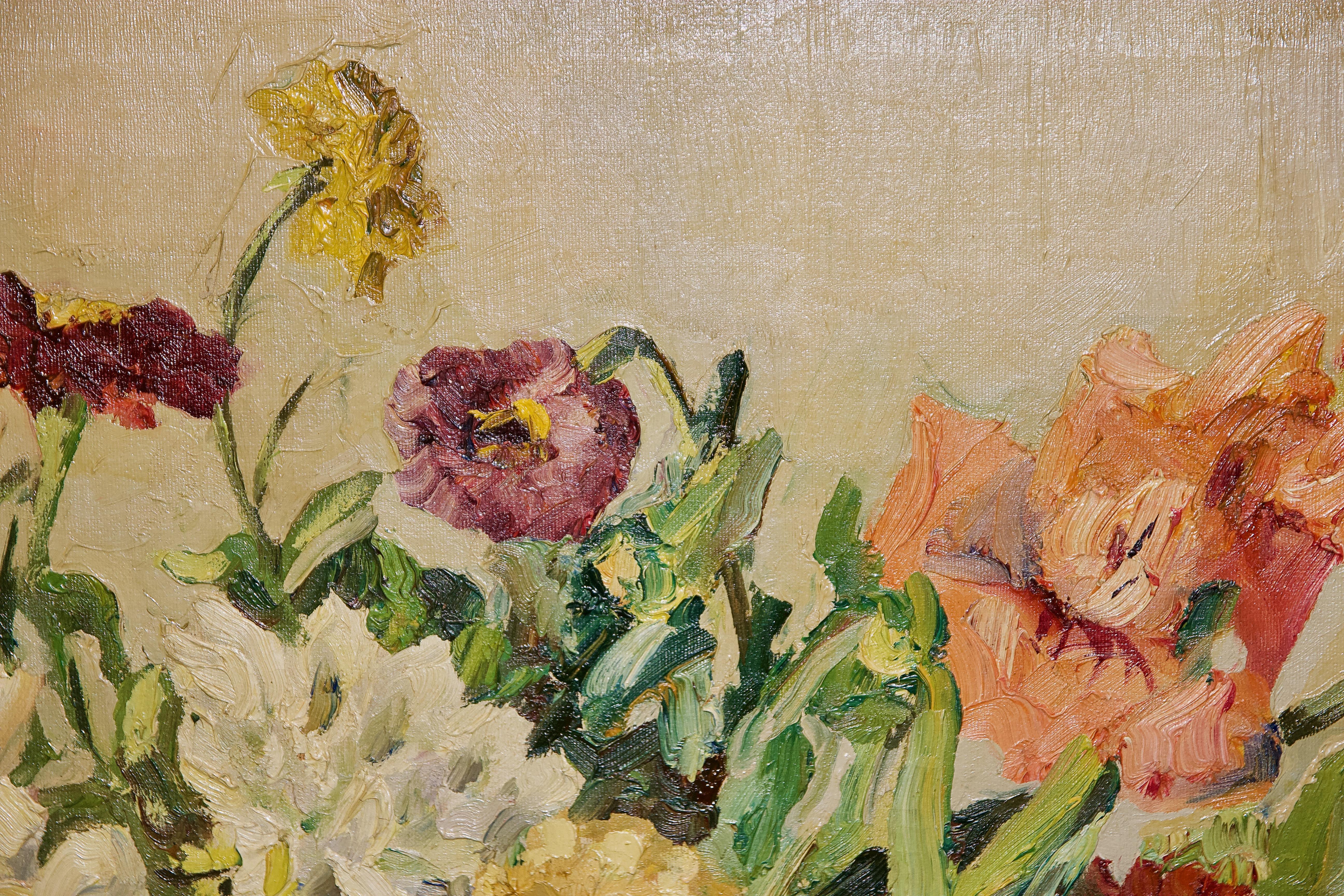 Nature morte de fleurs d'Otto Beyer. Peinture, huile sur toile.   en vente 3