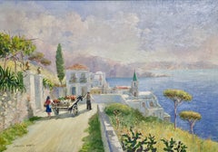 Oil Painting by Vincenzo Funiciello. View from Naples, Italy. Summer Landscape.