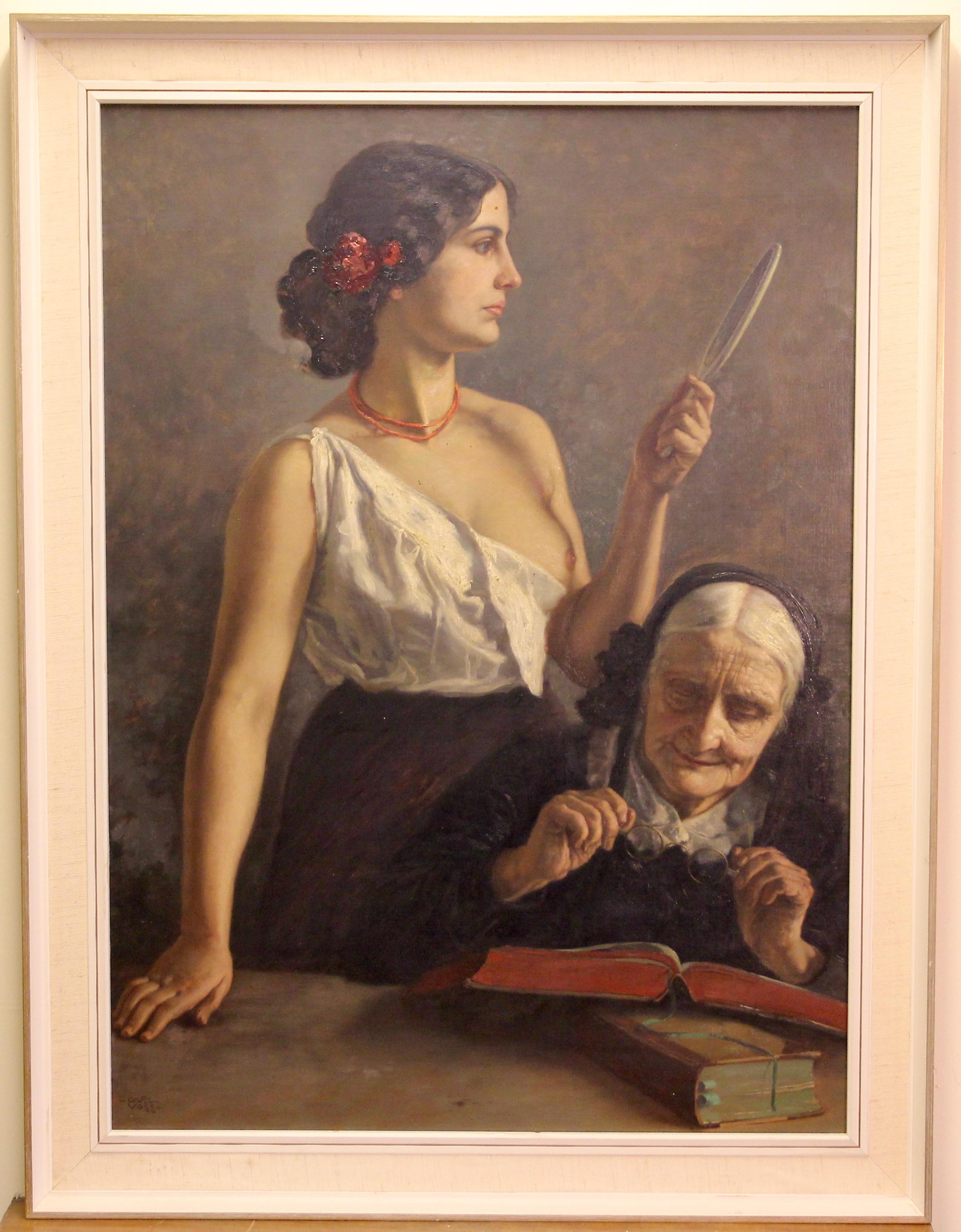 Peinture à l'huile ancienne du Prof. Carl Leopold Voss. « À venir et à disparaître » en vente 1