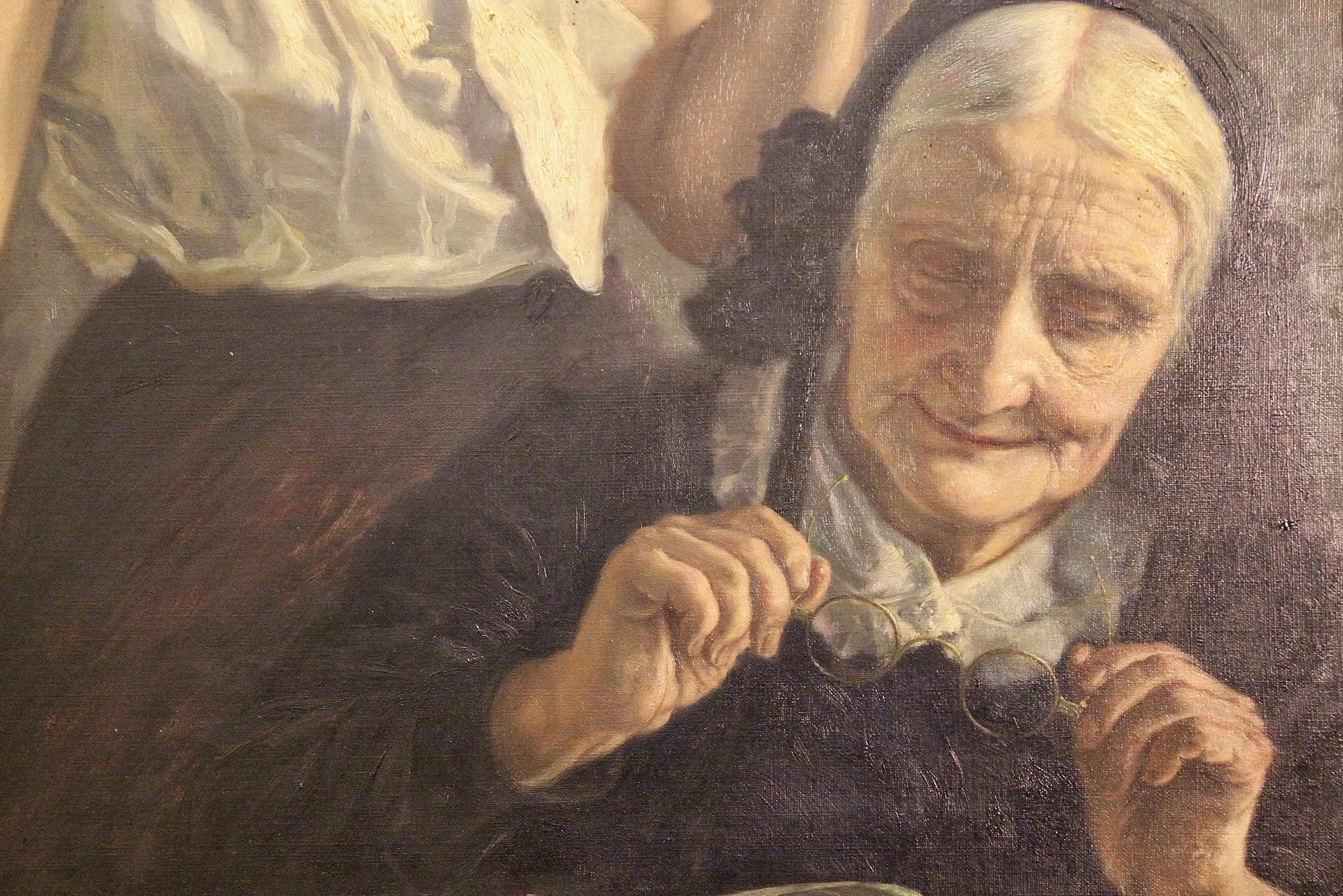 Peinture à l'huile ancienne du Prof. Carl Leopold Voss. « À venir et à disparaître » en vente 3