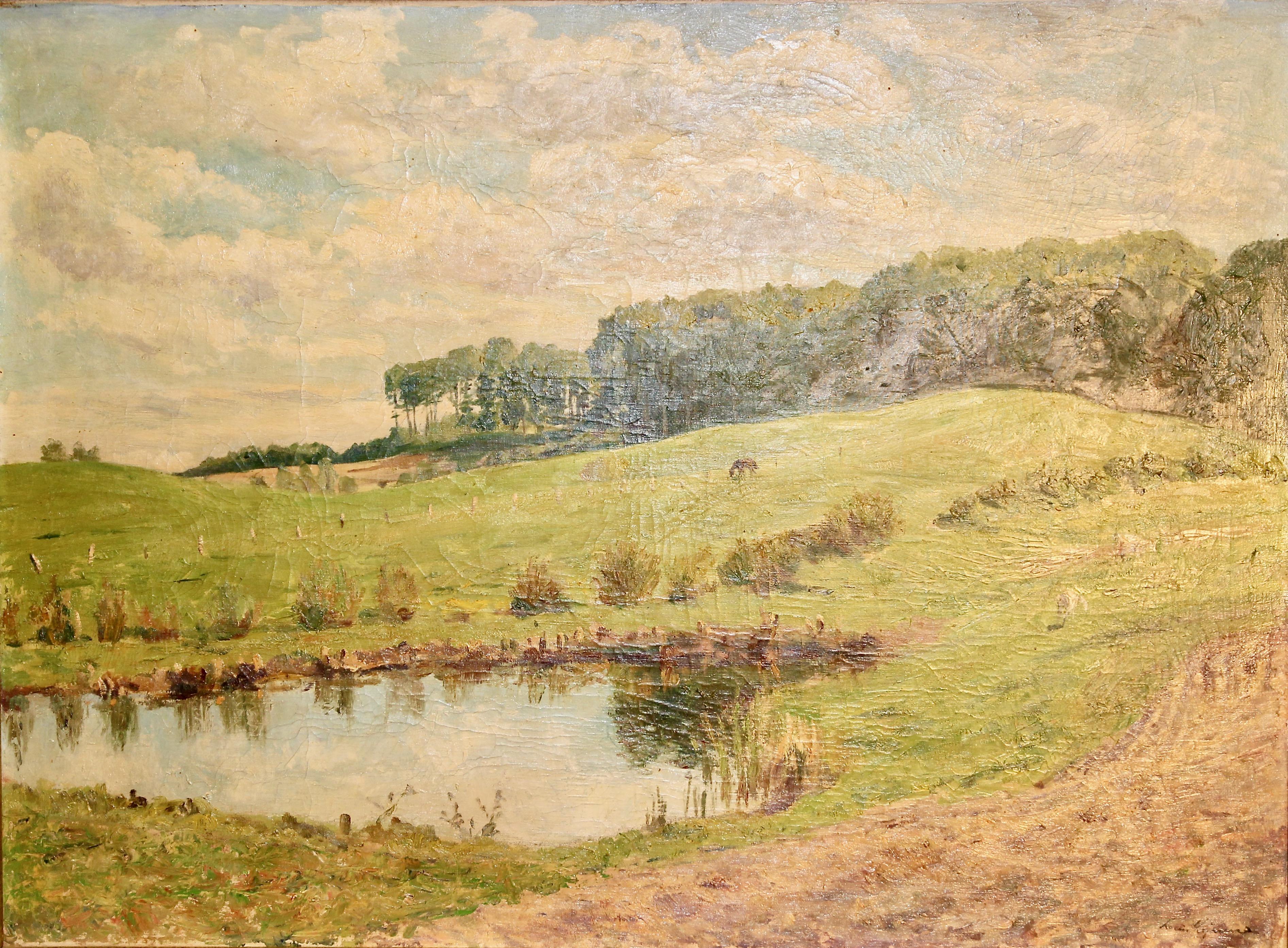 Louis Ignaz Paul Lejeune Landscape Painting - Antique Painting by Louis LeJeune. North German Landscape.  Oil on canvas.