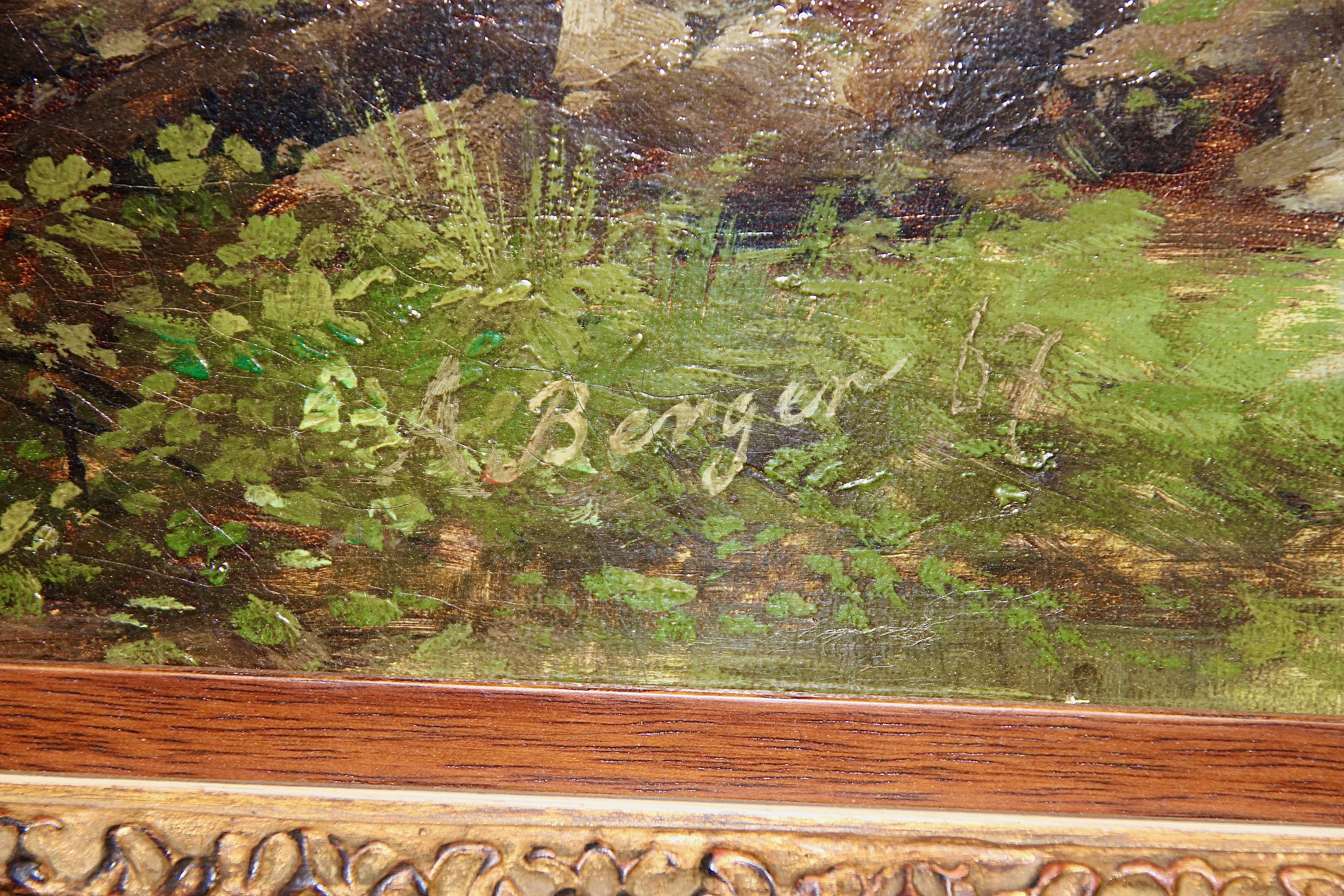 Peinture à l'huile ancienne et décorative. Paysage fluvial romantique.

Dimensions sans cadre 76.5cm x 51.5cm.
Dimensions avec le cadre 91cm x 66cm.