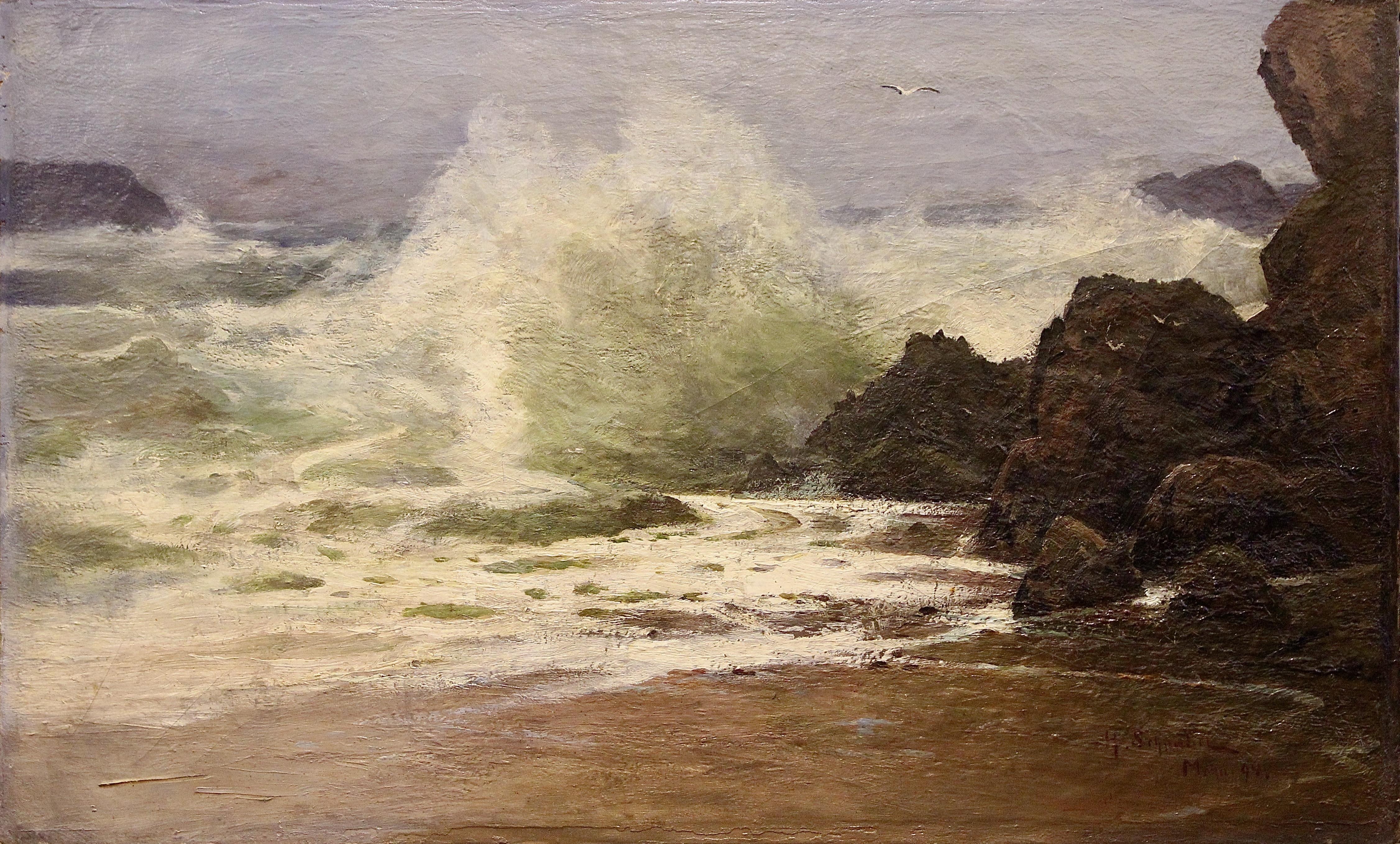 Cuadro antiguo, Vista costera tormentosa, siglo XIX, de H. Schnabel. 
Óleo sobre lienzo.

Firmado y fechado abajo a la derecha.
Sin enmarcar.

Incluye certificado de autenticidad.