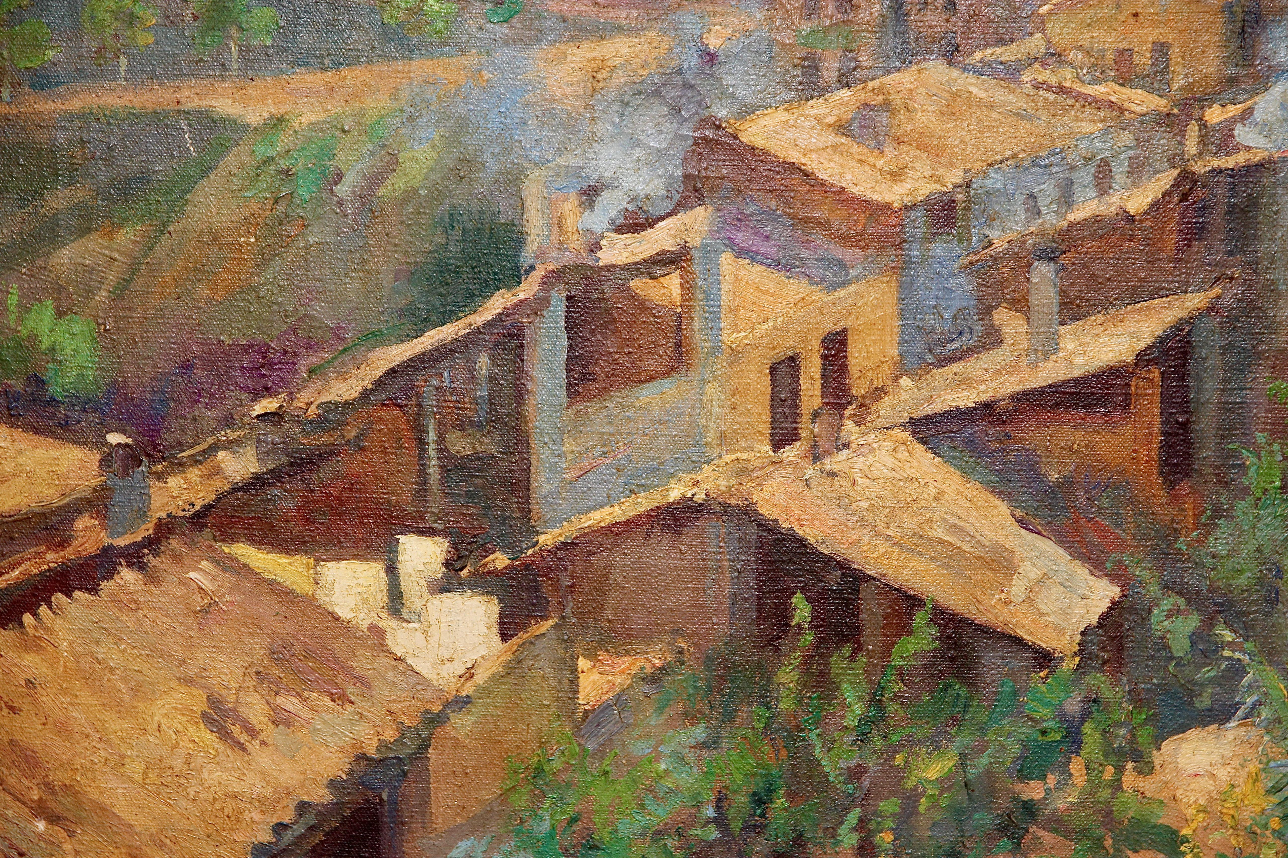 Kurt Leyde (1881-1941), Oil Painting, Southern Village Landscape, Madrid, Spain 1