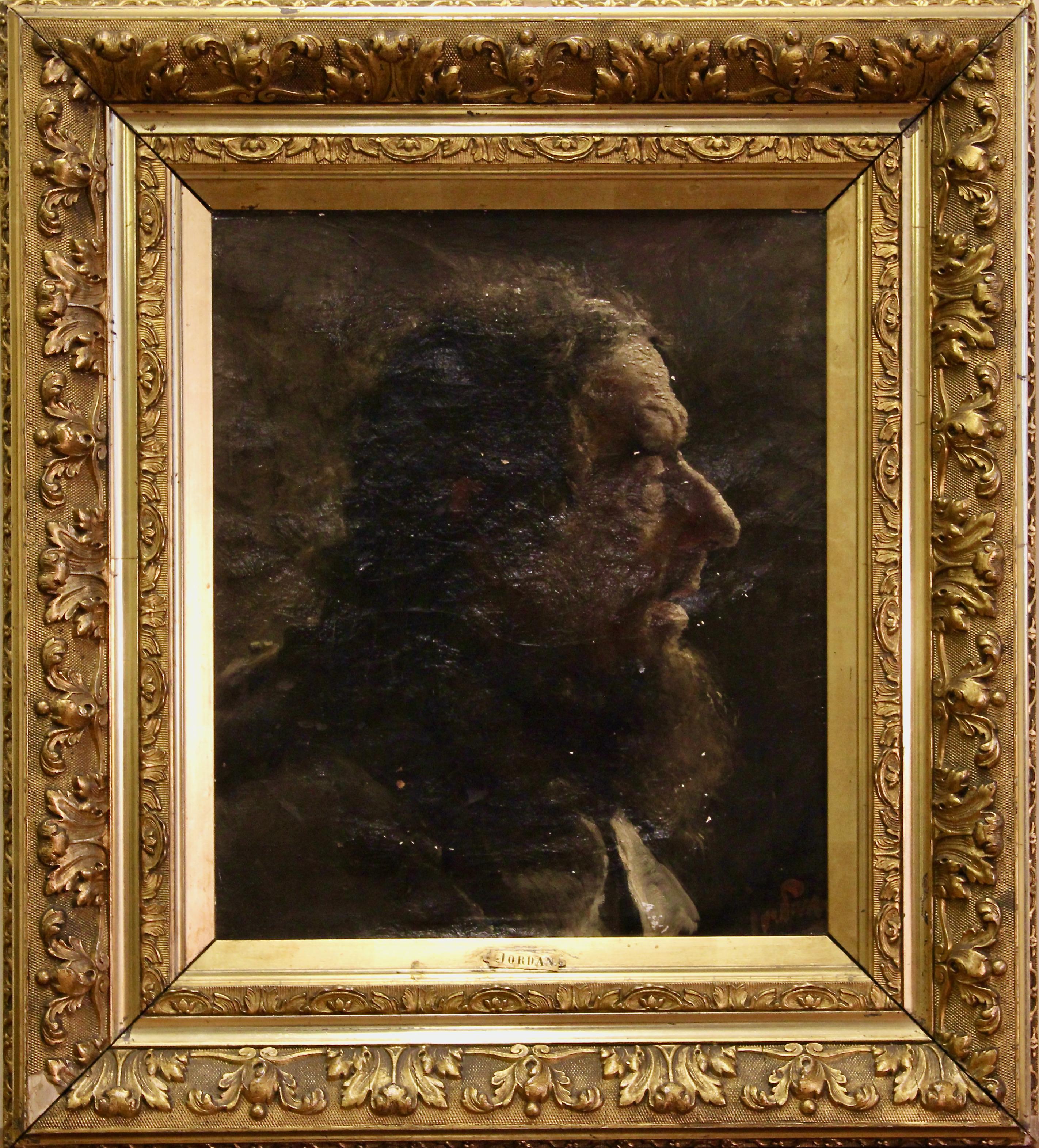 Antique oil Painting by "Jordan". Oil on Canvas. Portrait of an old Gentleman.