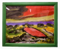 Lothar Malskat - Paysage abstrait en rouge et vert, signé et daté '44