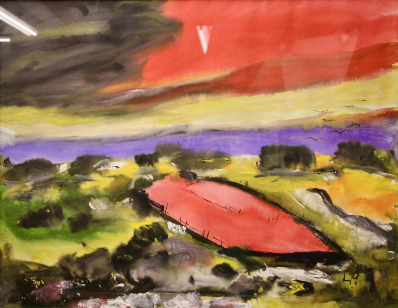 Lothar Malskat - Paysage abstrait en rouge et vert, signé et daté '44 en vente 2