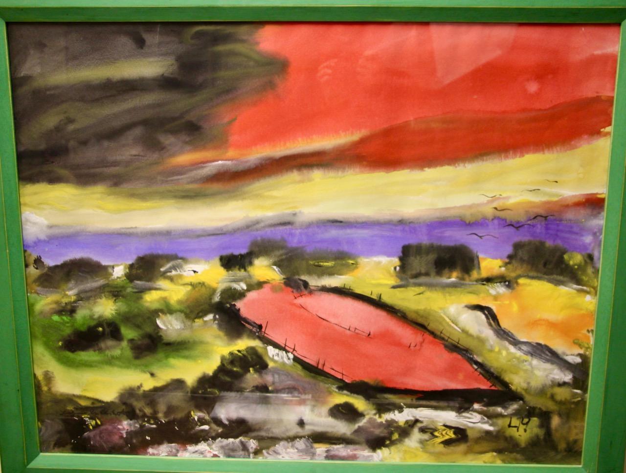 Lothar Malskat - Paysage abstrait en rouge et vert, signé et daté '44 en vente 3
