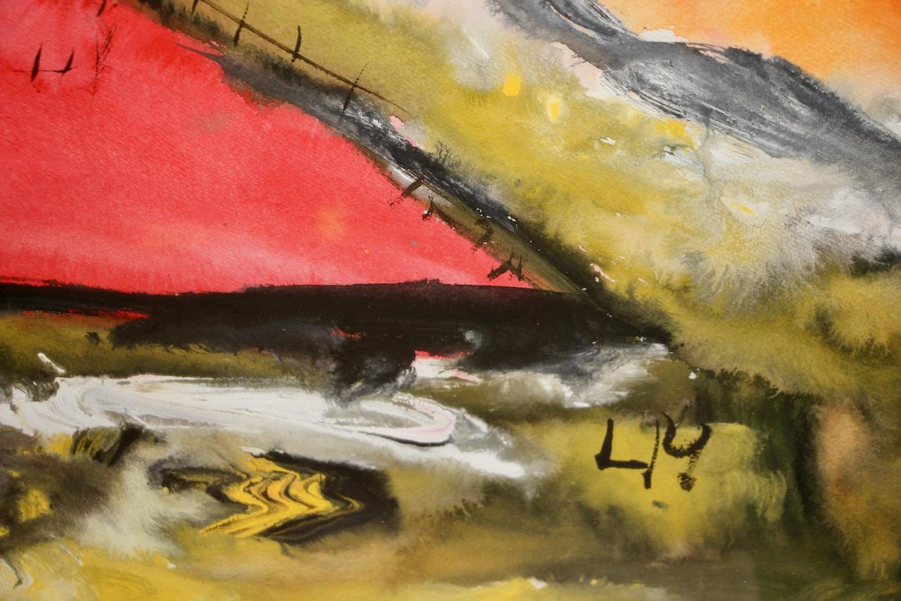 Lothar Malskat - Paysage abstrait en rouge et vert, signé et daté '44 en vente 6