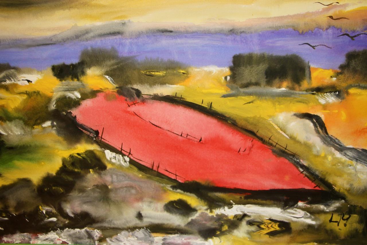 Lothar Malskat - Paysage abstrait en rouge et vert, signé et daté '44 en vente 5