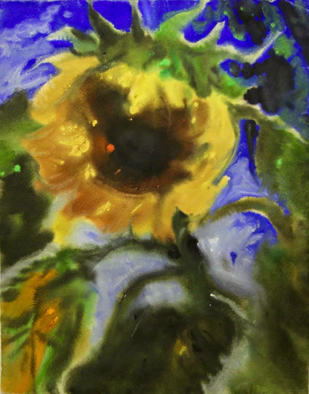 Lothar Malskat - Girasole espressionista, firmato, acquerello in vendita 3