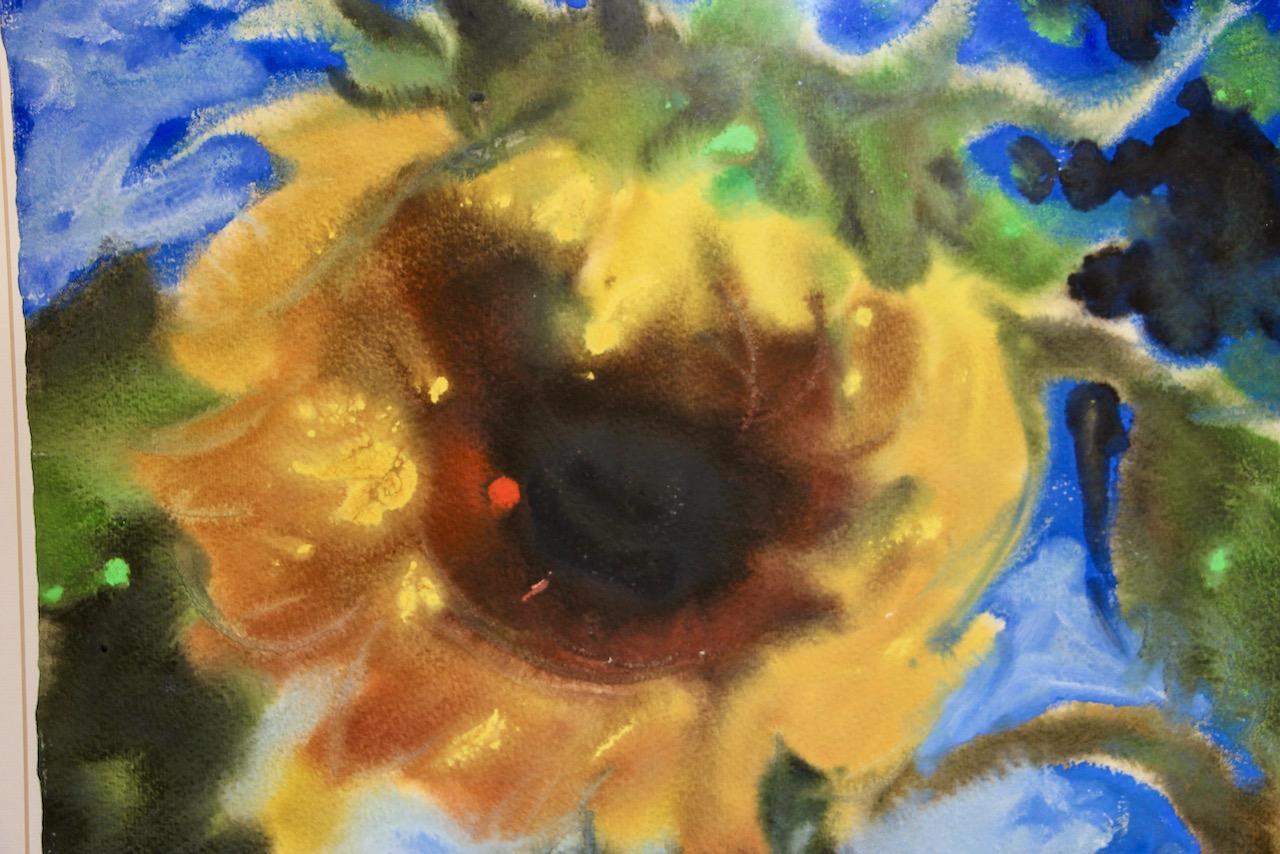 Lothar Malskat - Girasole espressionista, firmato, acquerello in vendita 4
