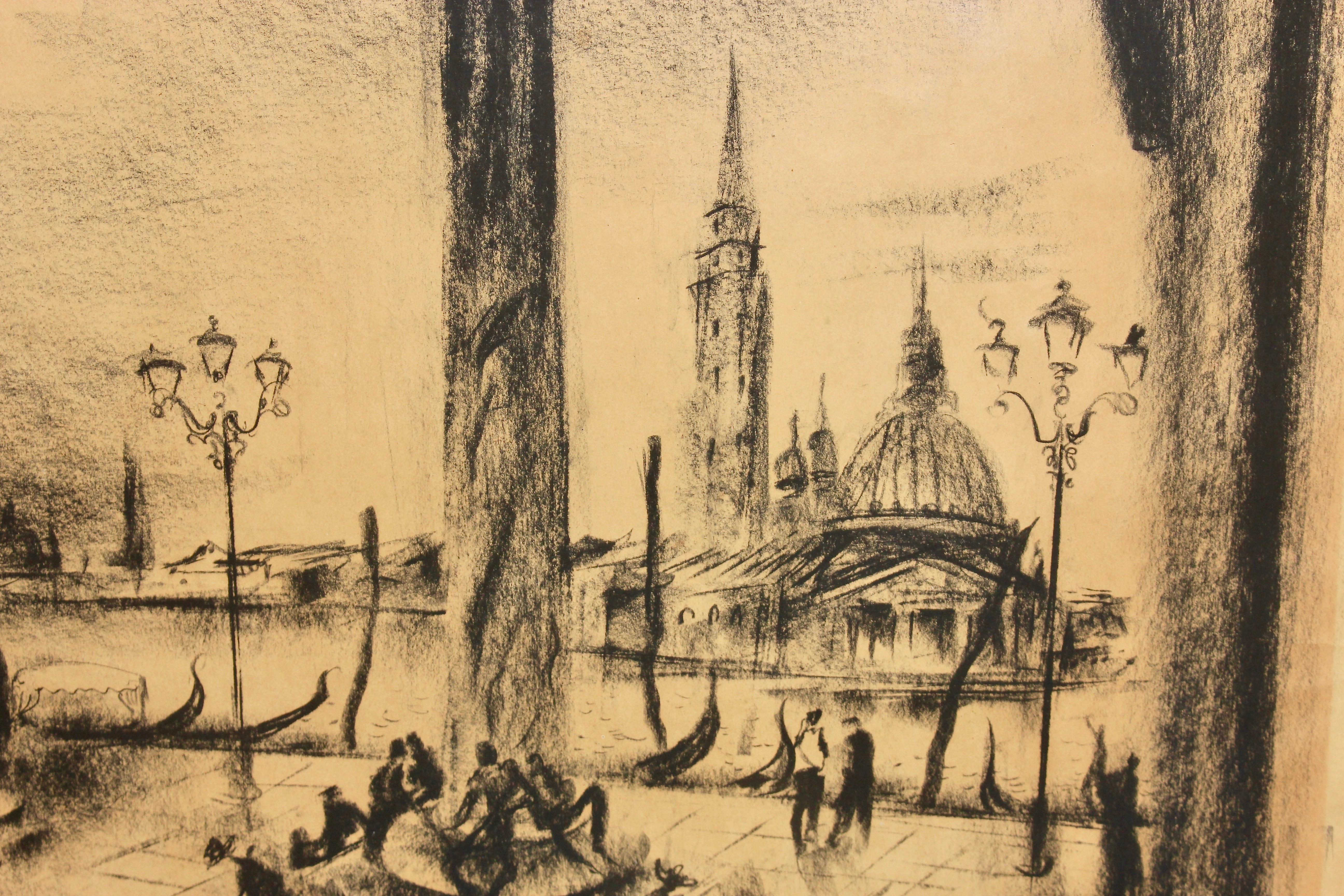 Painting, 20th century, charcoal drawing 