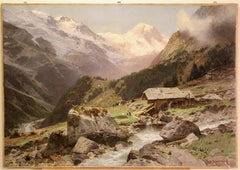 High Alpine Landscape, Alps. Oil Painting by Otto Werner Henning von Kameke.