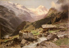 Paysage de haute montagne, Alpes. Peinture à l'huile d'Otto Werner Henning von Kameke.