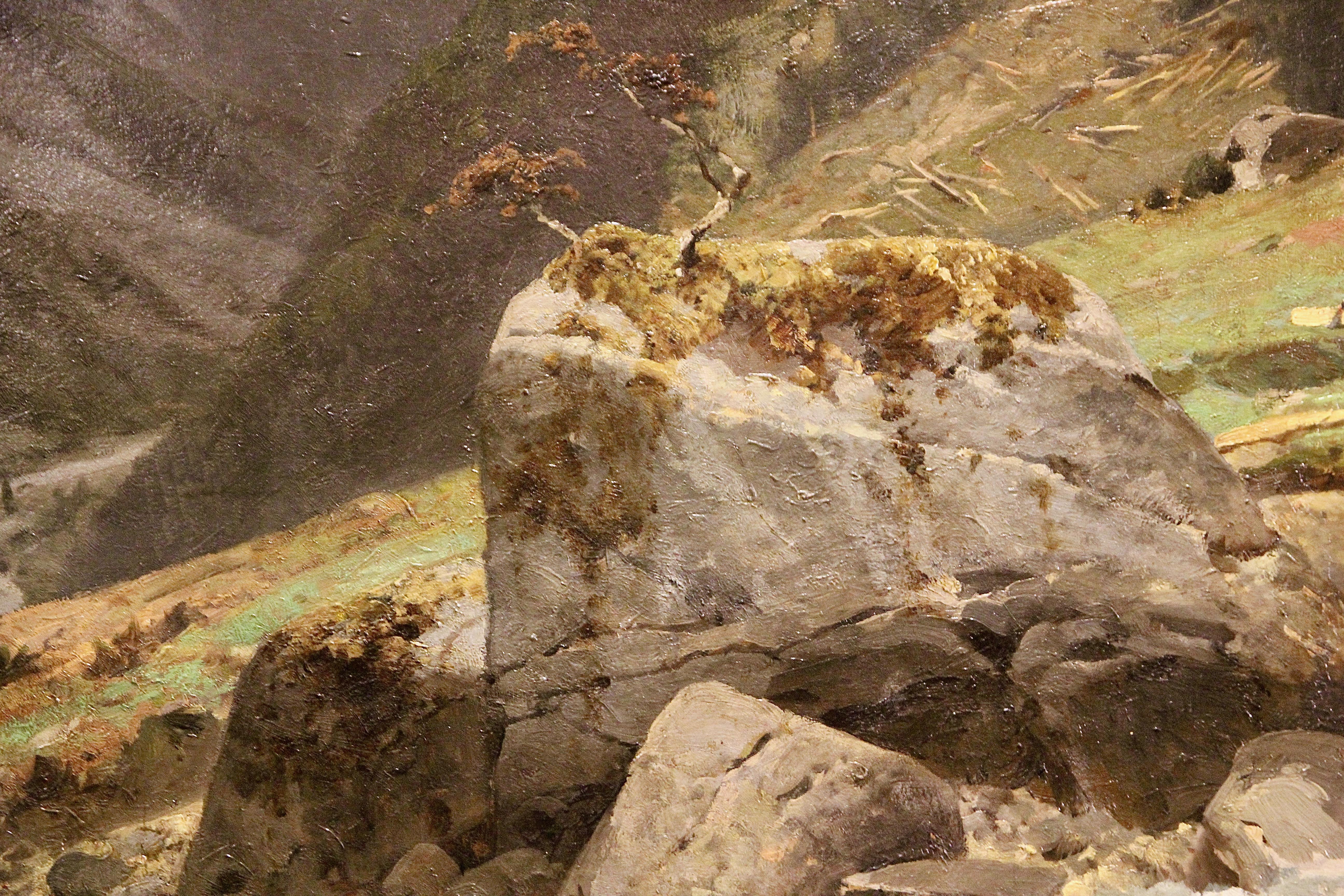 Hochalpine Landschaft, Alpen. Ölgemälde von Otto Werner Henning von Kameke. (Braun), Landscape Painting, von Otto von Kameke