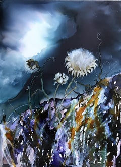 Sunflower is Lonely - Landscape Painting, Ink on Board, Realist, 21st Century 