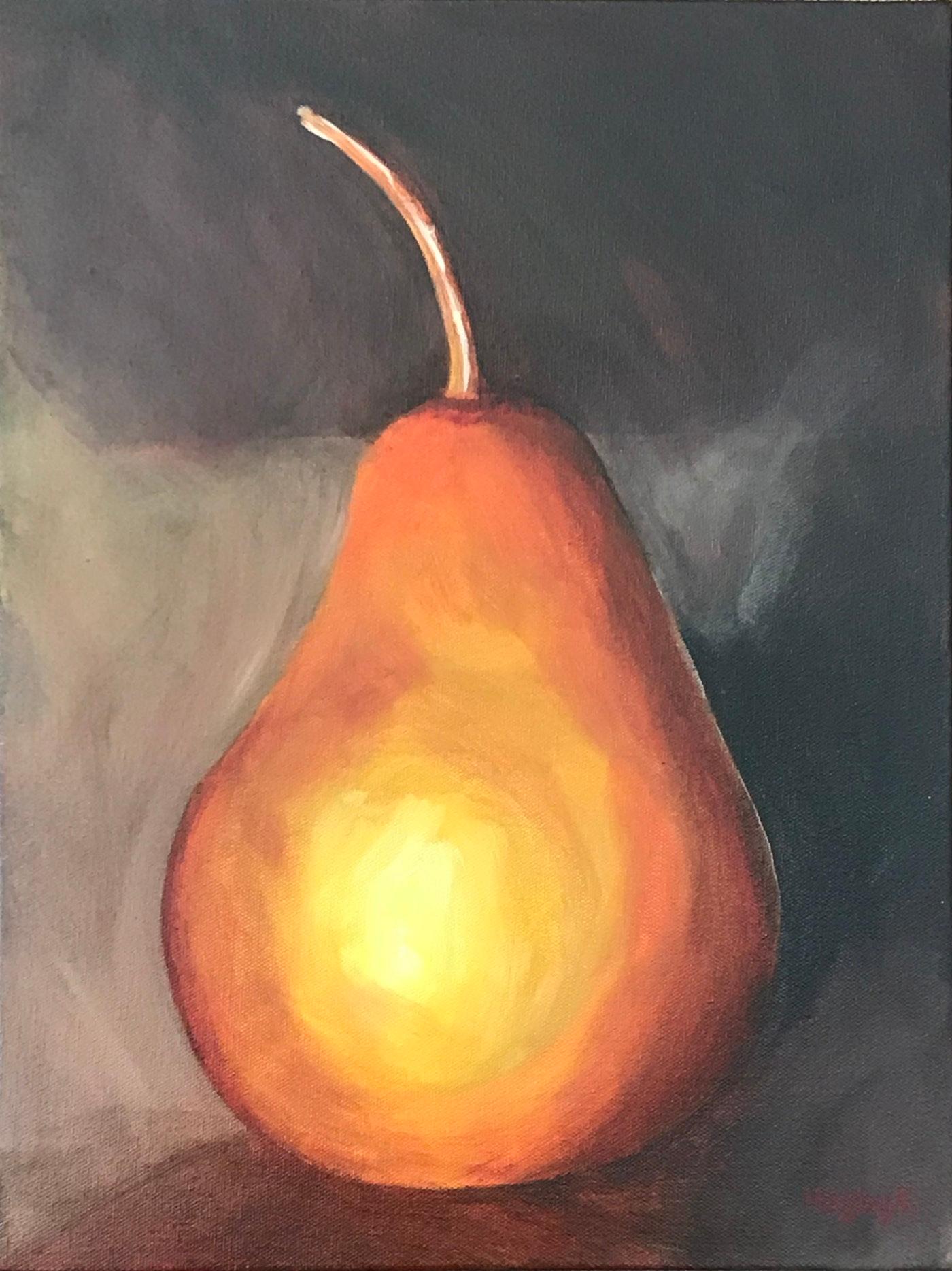 Hayley Kruger Still-Life Painting - Golden Pear