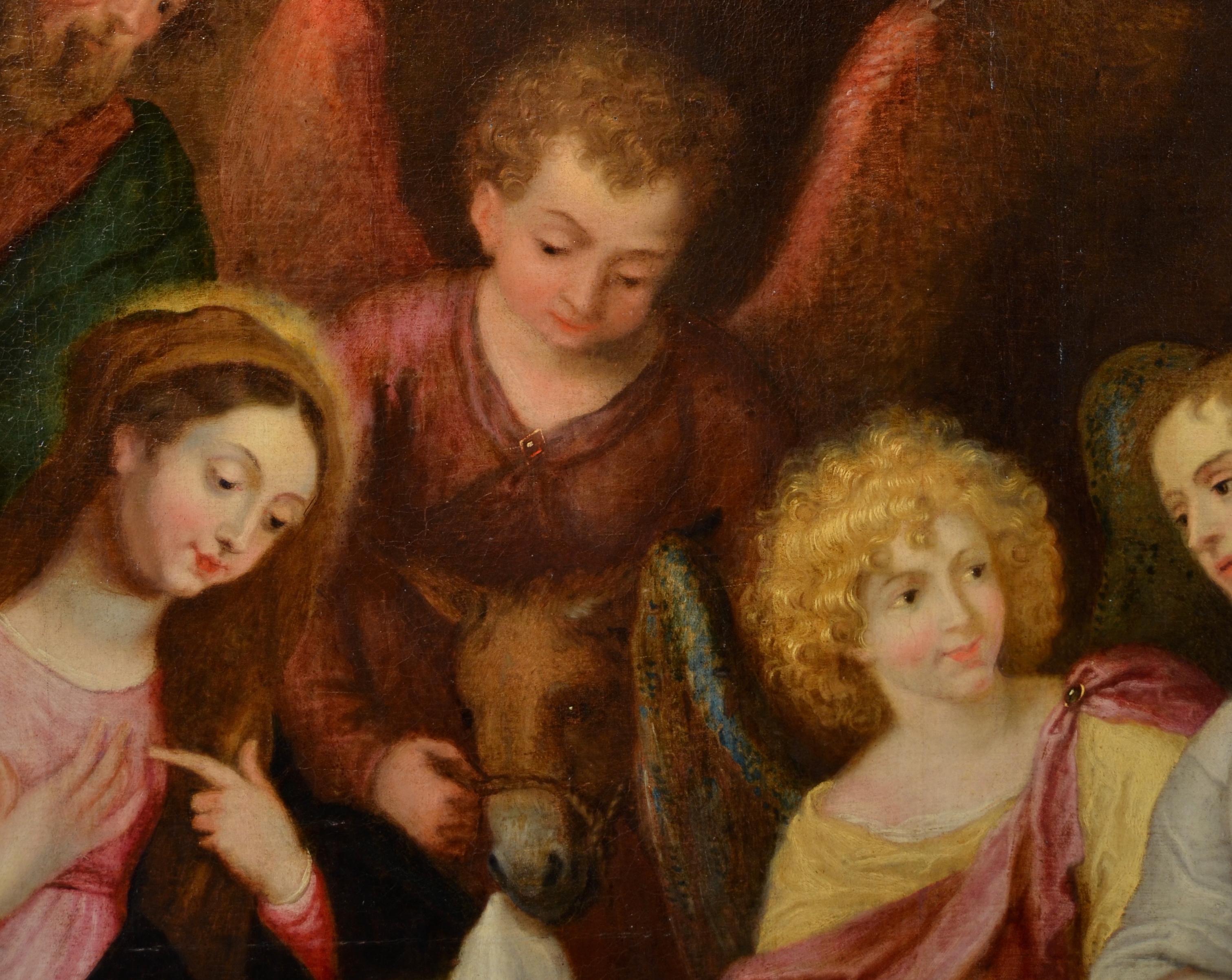 Nativity Adoration Italien Barockfarbe Öl auf Leinwand 17. Jahrhundert Flandre 2