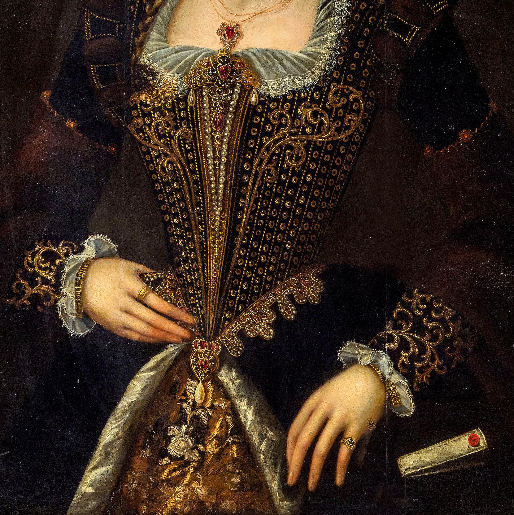 Portrait Noble Woman Italian School Paint Oil on table 16th Century Italy Art 2