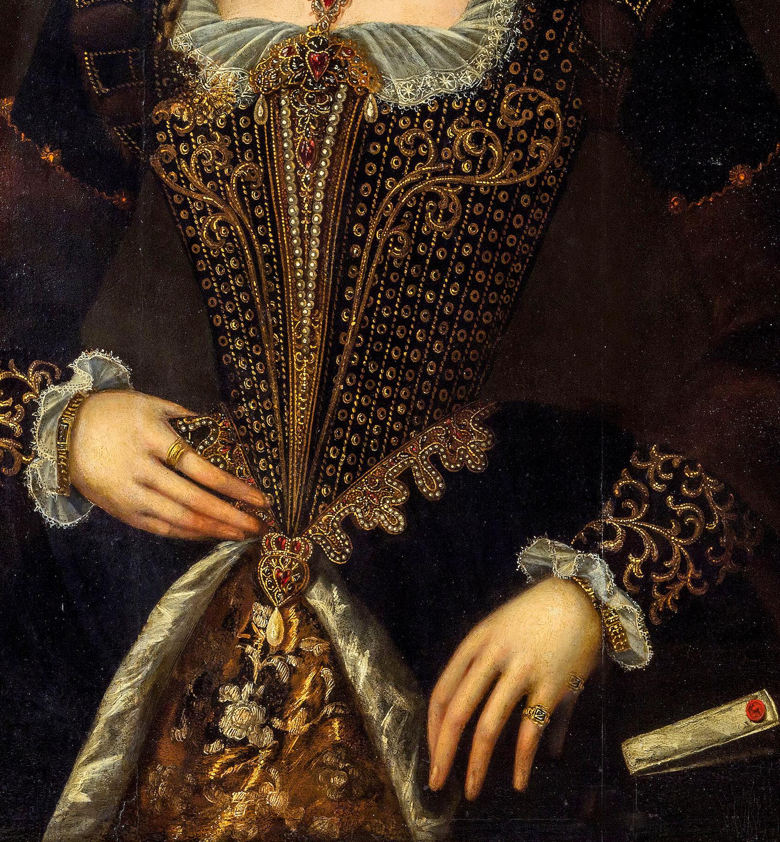 Portrait Noble Woman Italian School Paint Oil on table 16th Century Italy Art 3