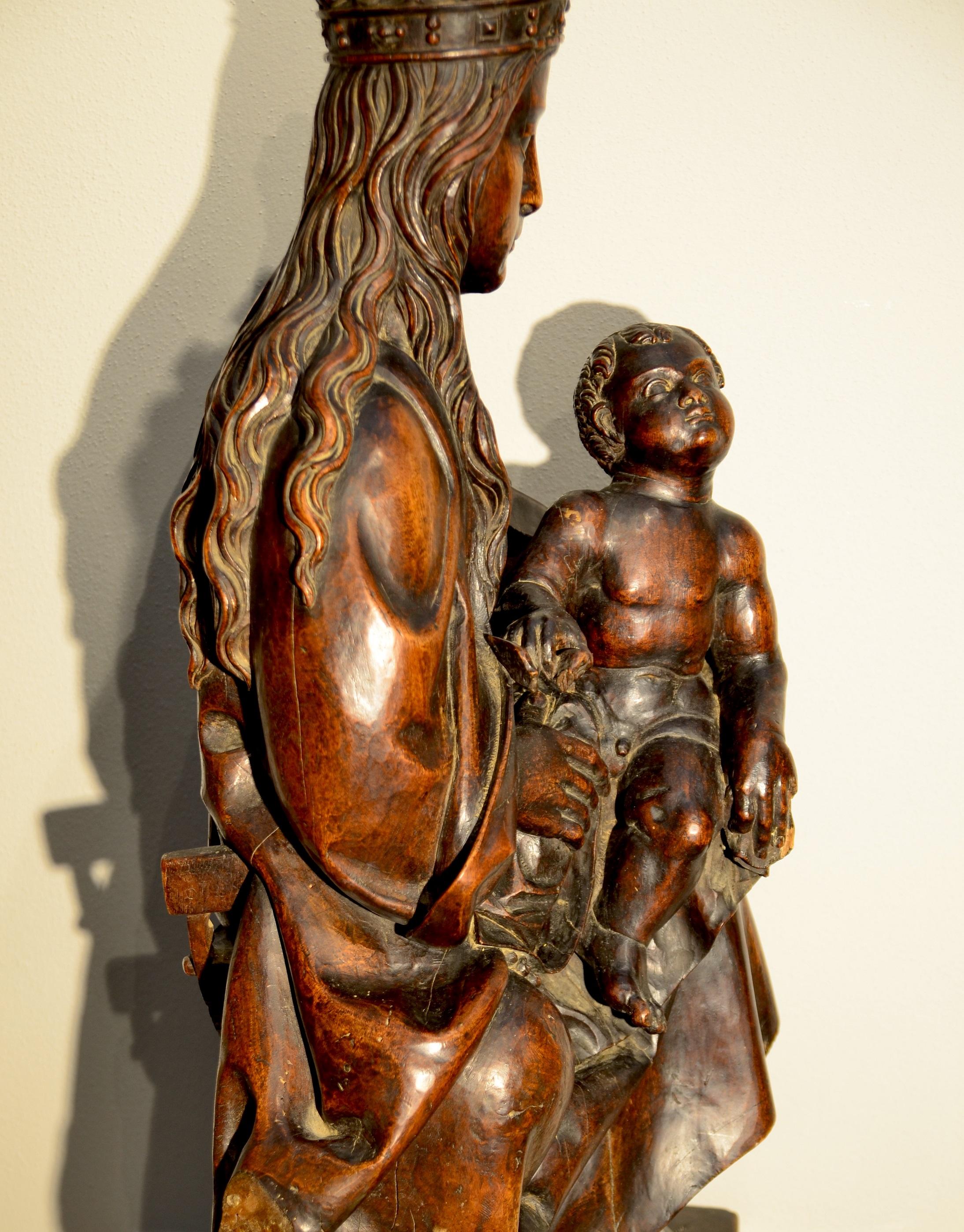 Virgin Child Flemish Renaissance 16th Century Art Wood Flandre Old master Maria 6