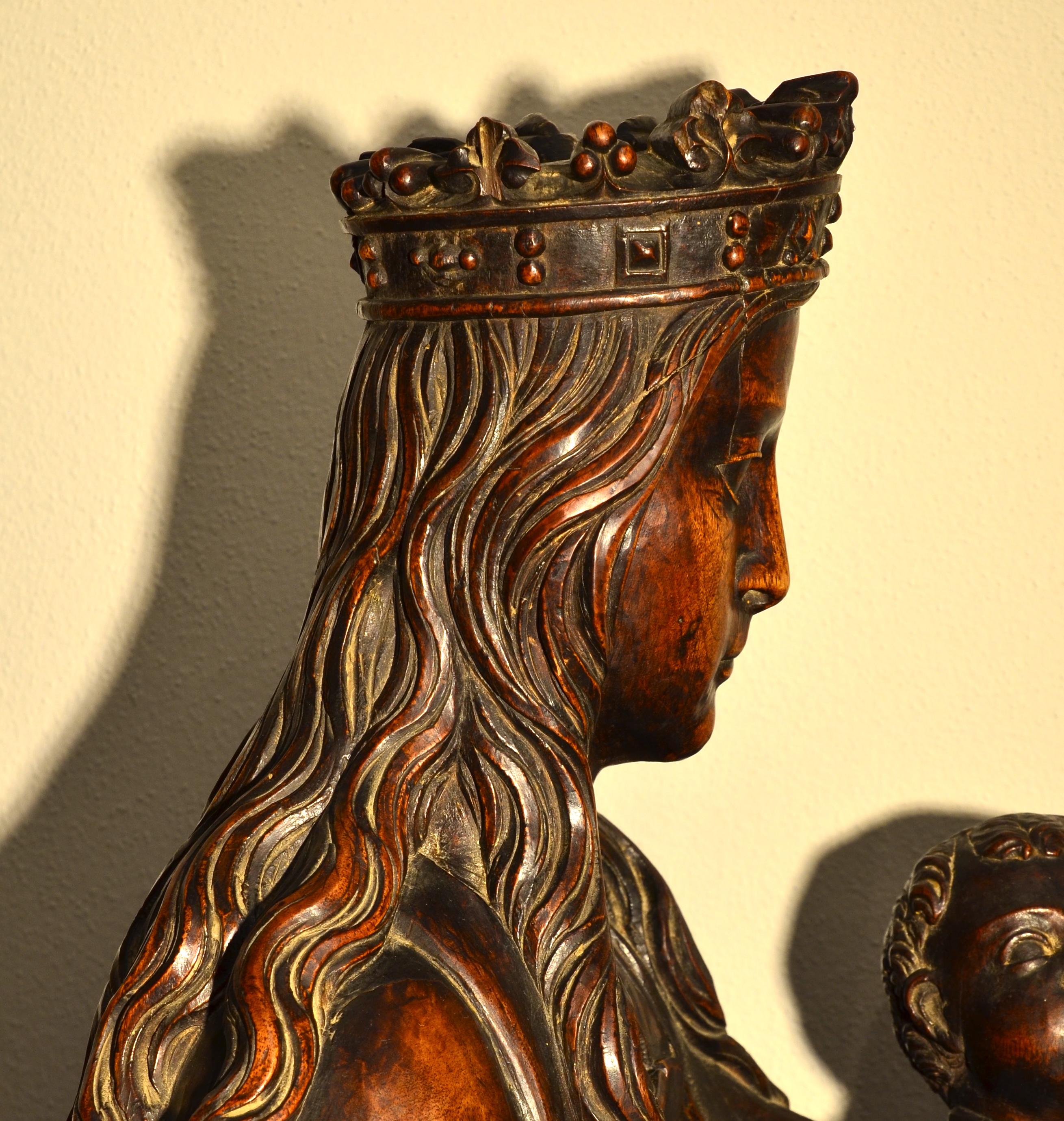 Virgin Child Flemish Renaissance 16th Century Art Wood Flandre Old master Maria 7
