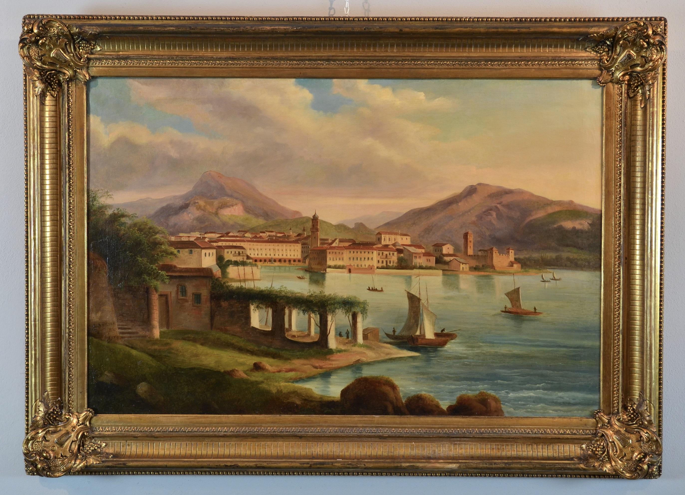 View of Riva del Garda - Painting by J.Abbiati