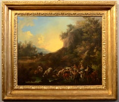 Bucolic Landscape Sunset Flandre Oil on canvas Paint 17th Century Old master Art