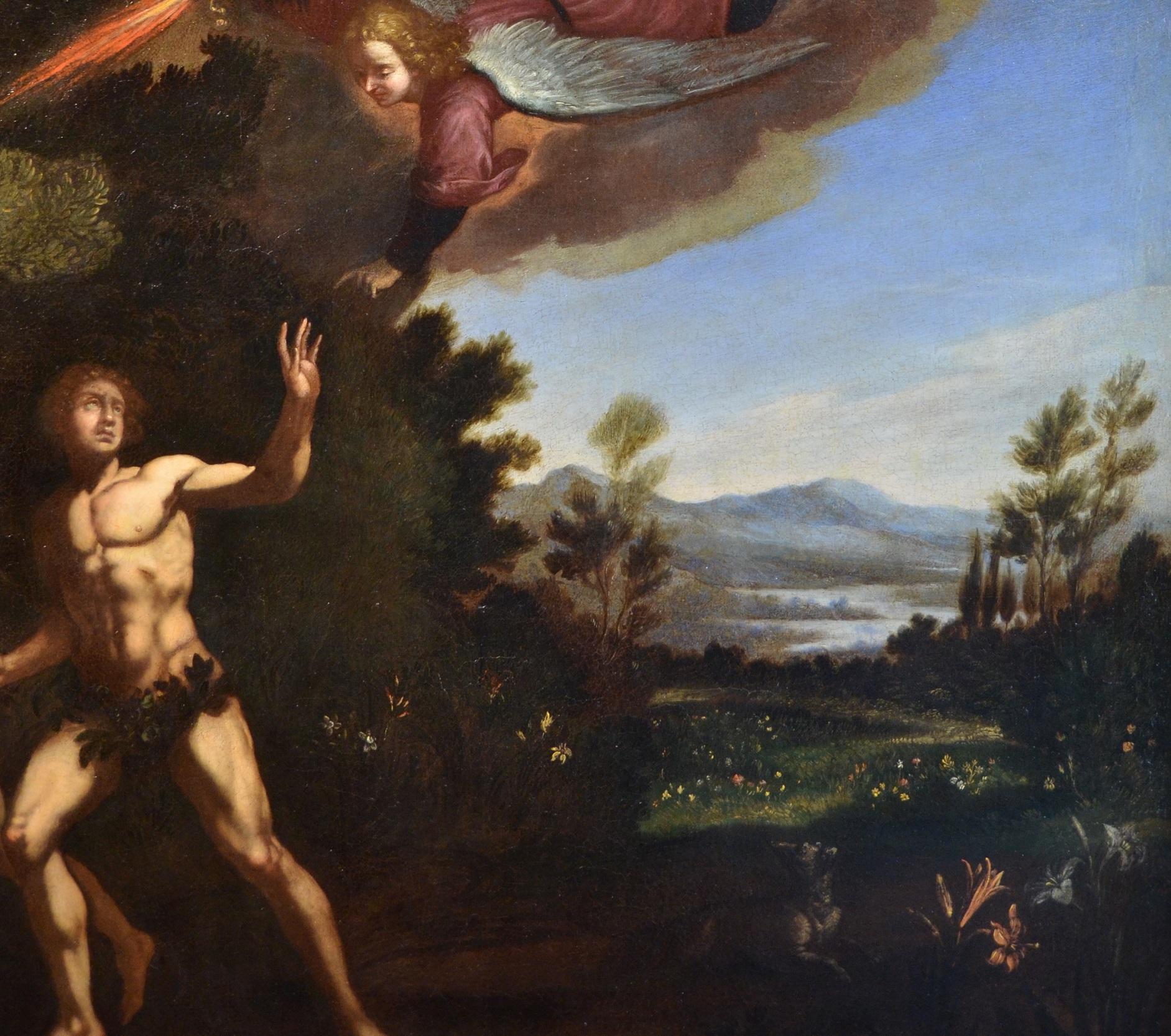 Adam And Eve Paradise Old master Paint Oil on canvas 16/17th Century Italy - Old Masters Painting by Workshop of Giuseppe Cesari known as the Cavalier of Arpino (1568 - 1640)