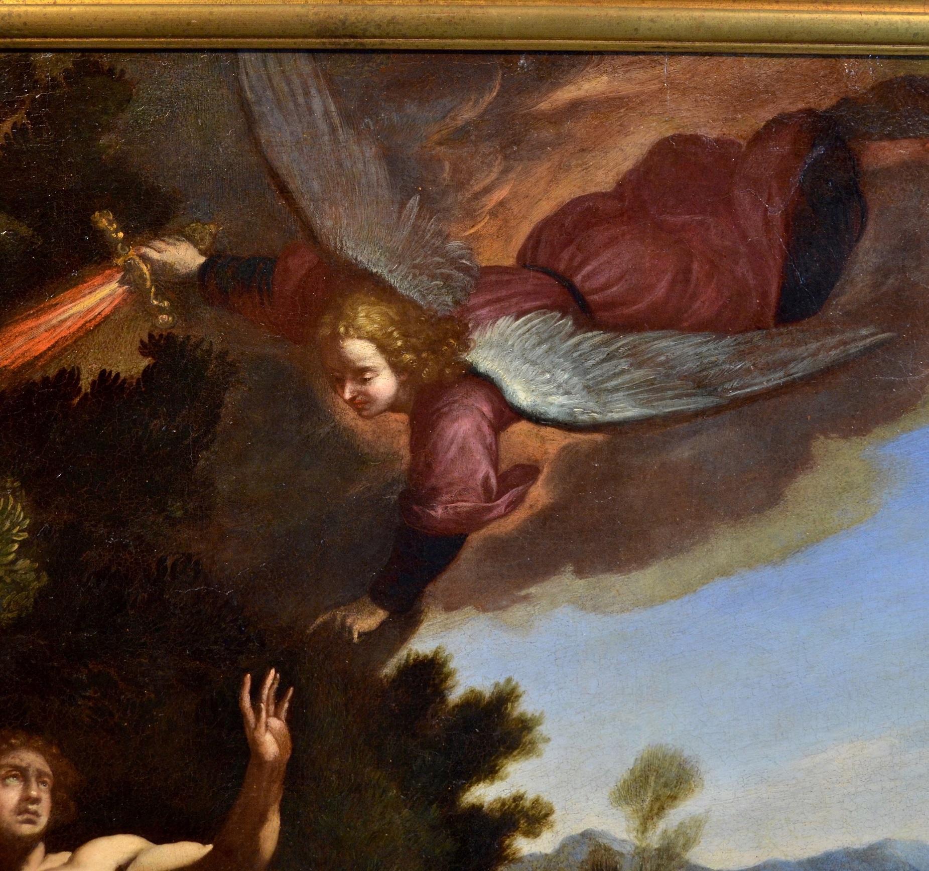 Adam And Eve Paradise Old master Paint Oil on canvas 16/17th Century Italy 1