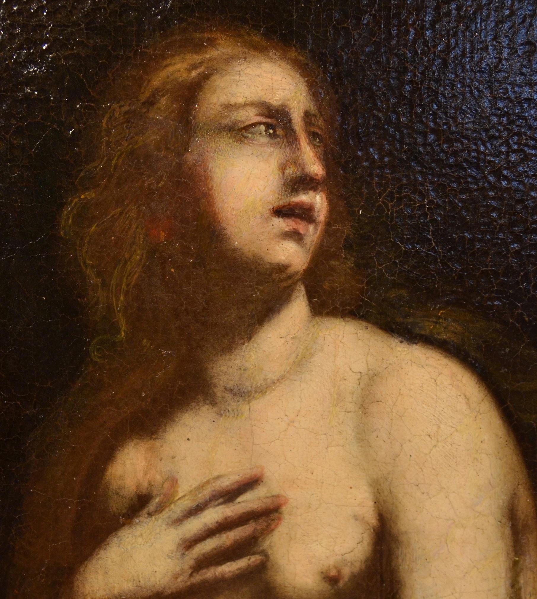 Adam And Eve Paradise Old master Paint Oil on canvas 16/17th Century Italy 6