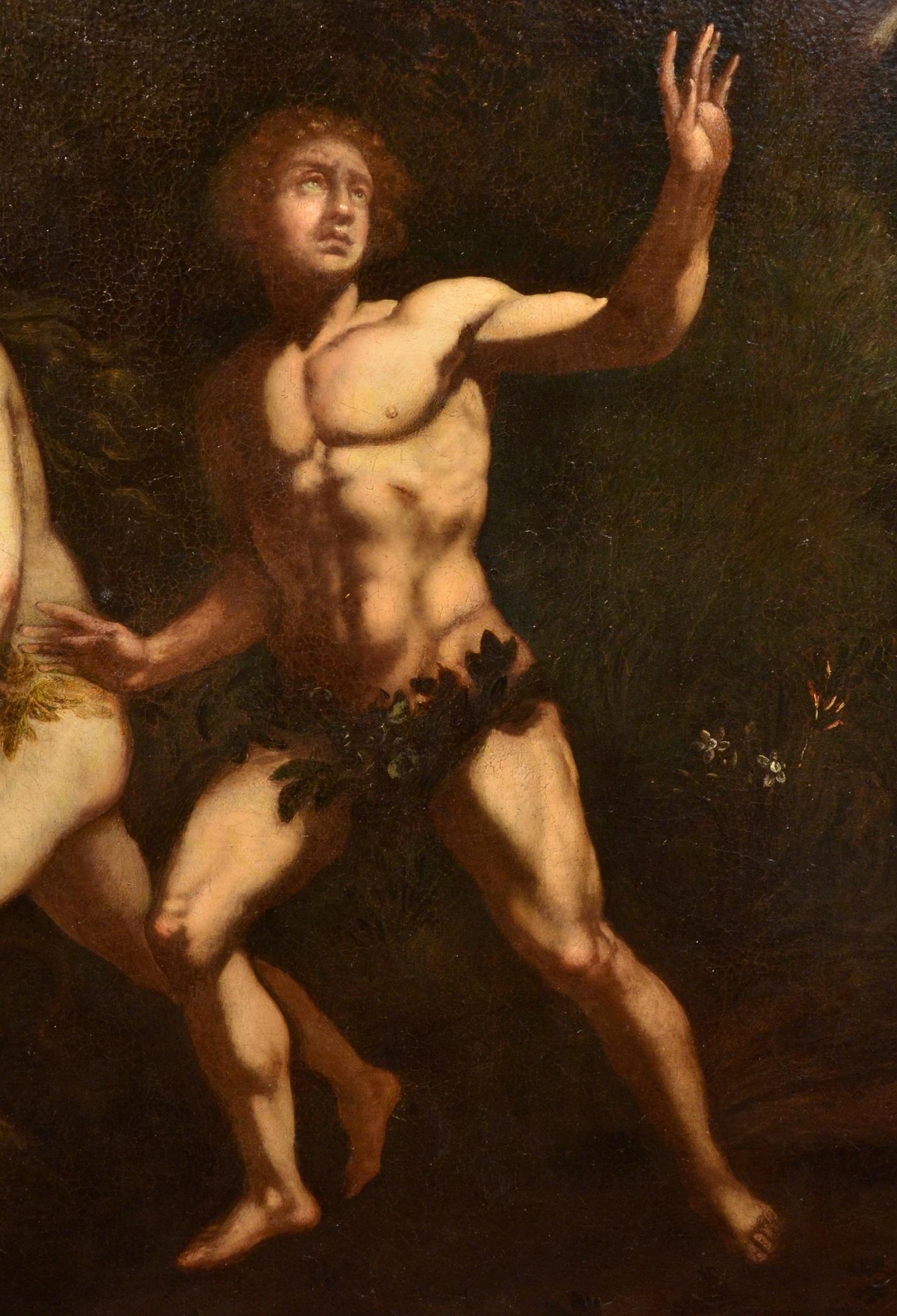 Adam And Eve Paradise Old master Paint Oil on canvas 16/17th Century Italy 7