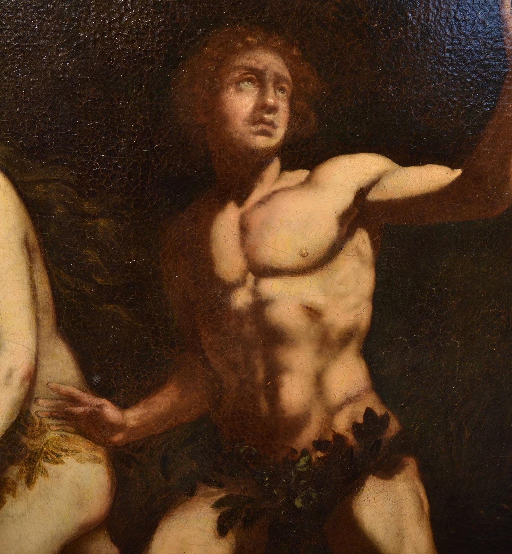 Adam And Eve Paradise Old master Paint Oil on canvas 16/17th Century Italy 8