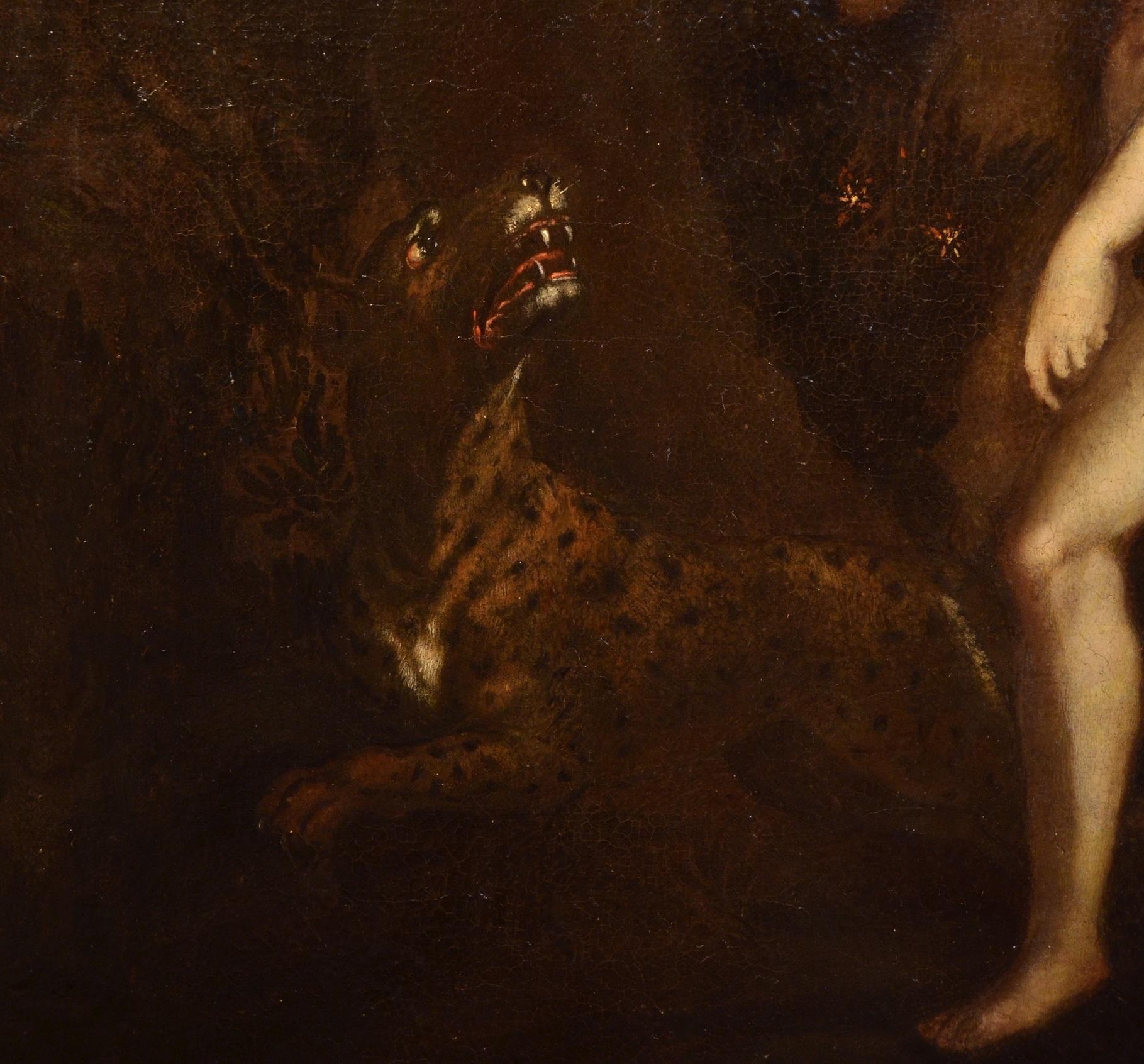 Adam And Eve Paradise Old master Paint Oil on canvas 16/17th Century Italy 10