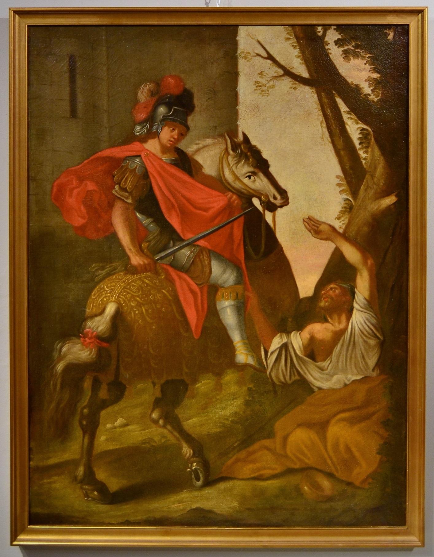 Saint Martin Paint Oil on canvas 17th Century Italian school Old master Baroque - Painting by Unknown