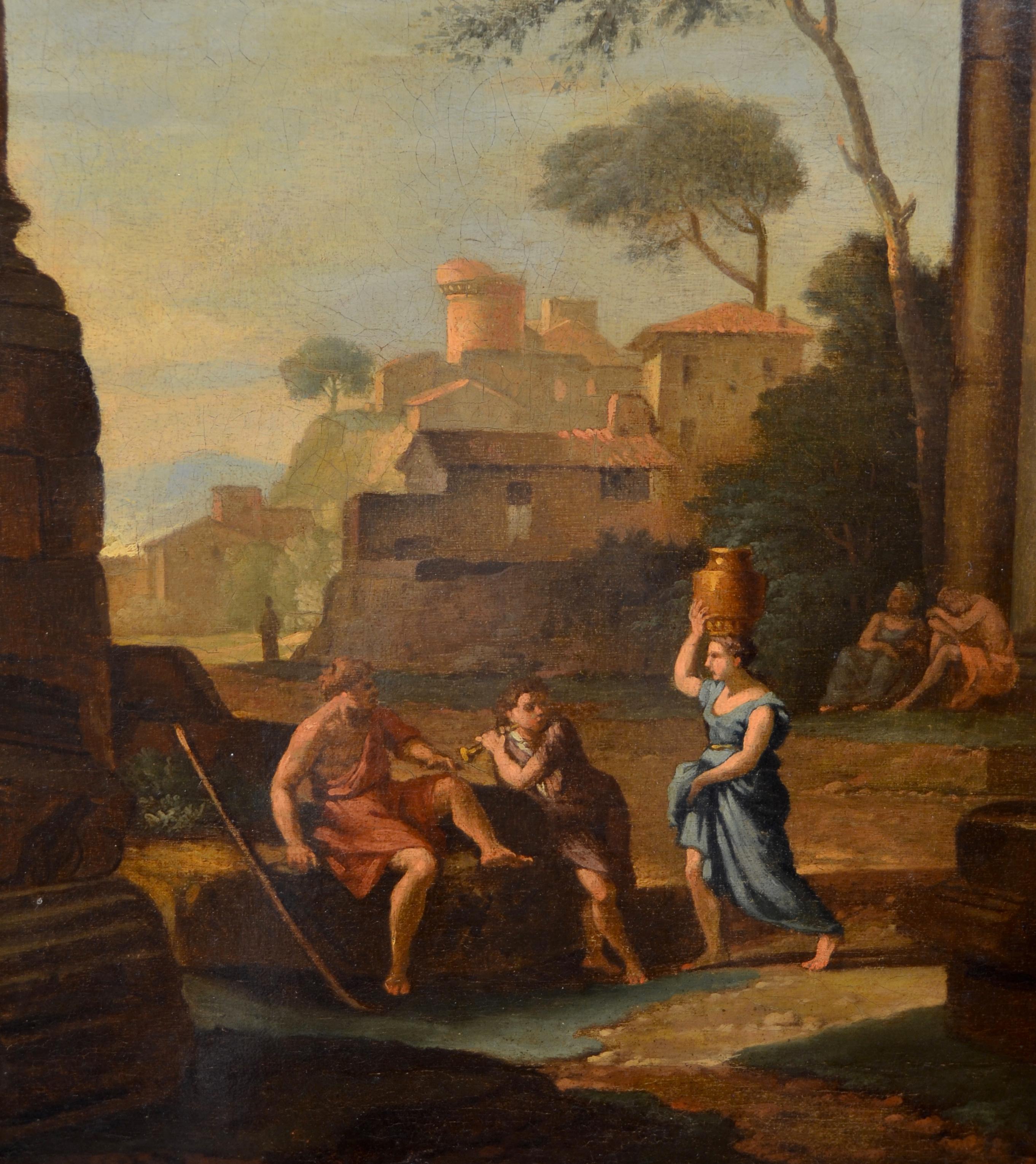 Capriccio Architectural Paint Oil on canvas 18th Century Landscape Italy Roma For Sale 2